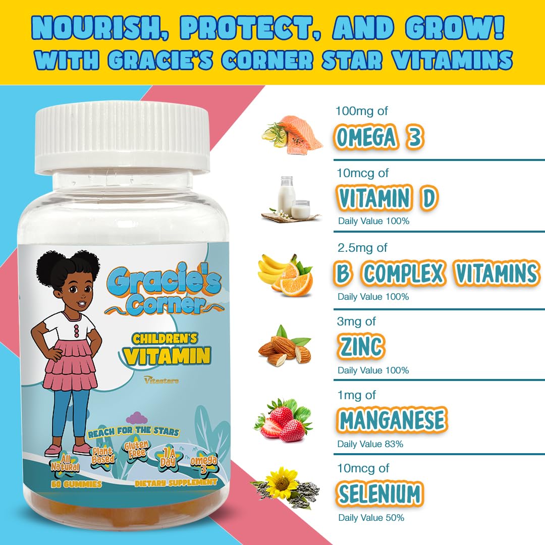 Flacon Omega3 Vitastars Gracie's Corner formulation végétale pour enfants