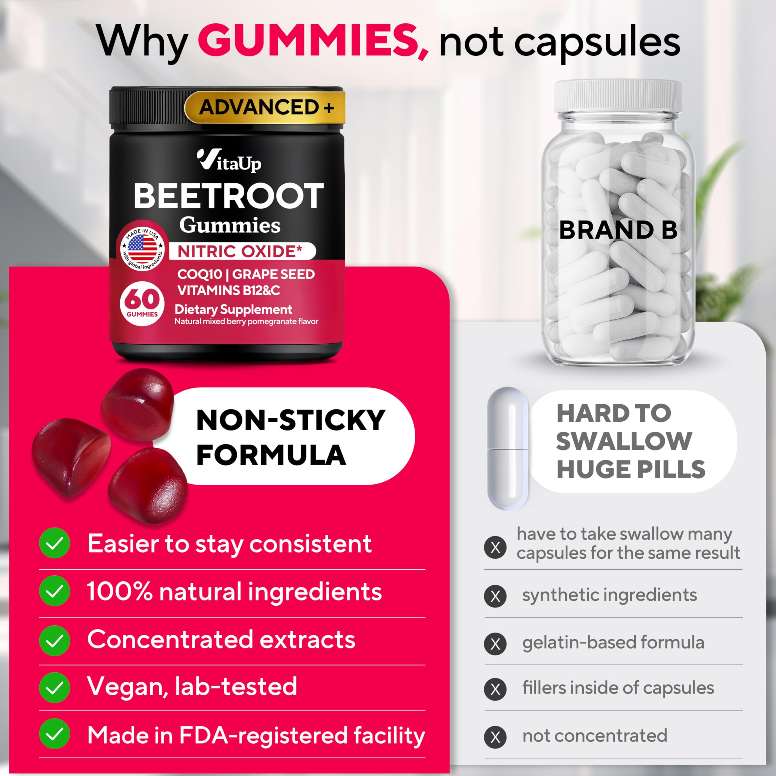 Gommes VitaUp Betterave – contrôle laboratoire, traçabilité et pureté garanties.