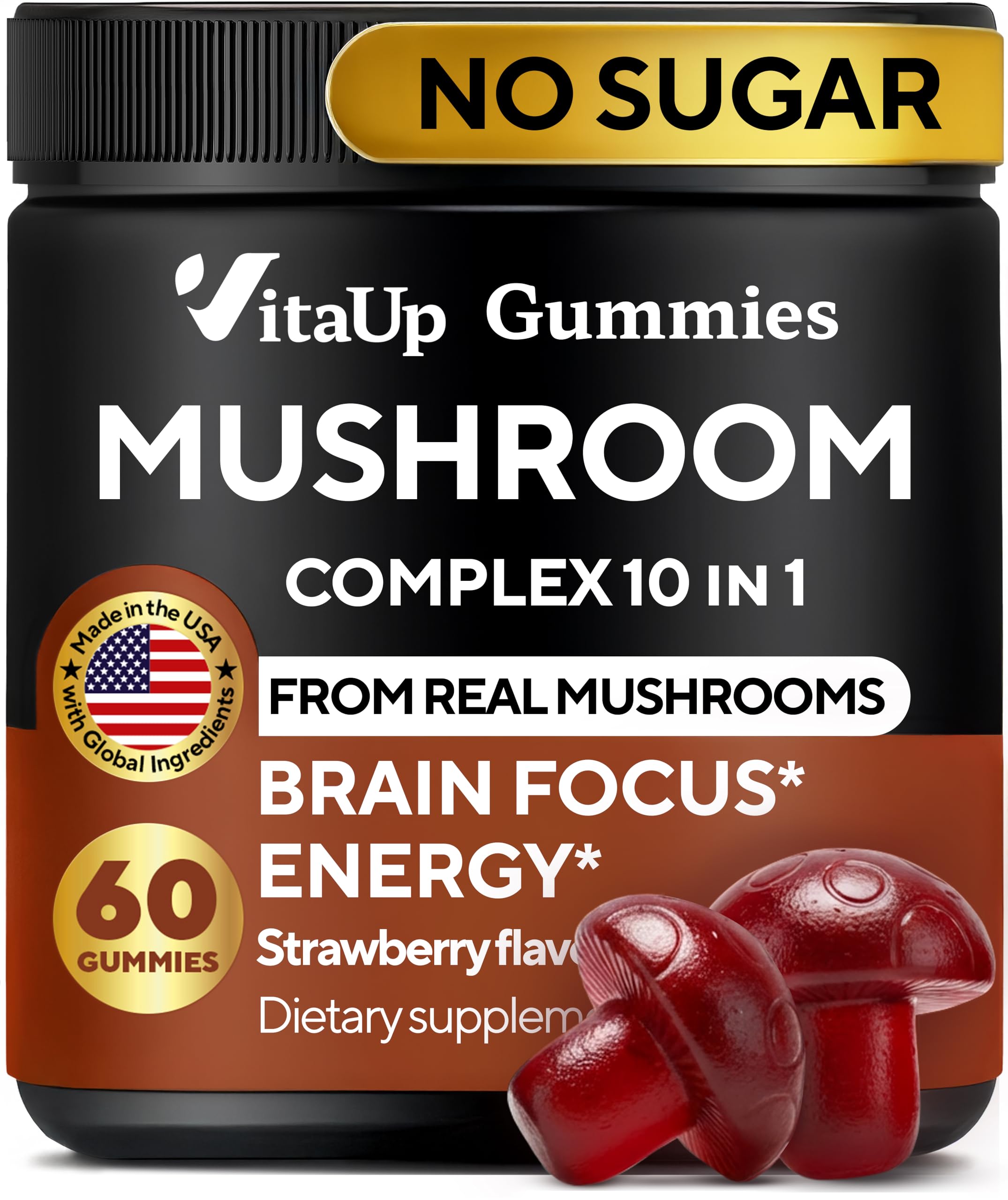 VitaUp gommes crinière de lion, soutien concentration quotidienne.