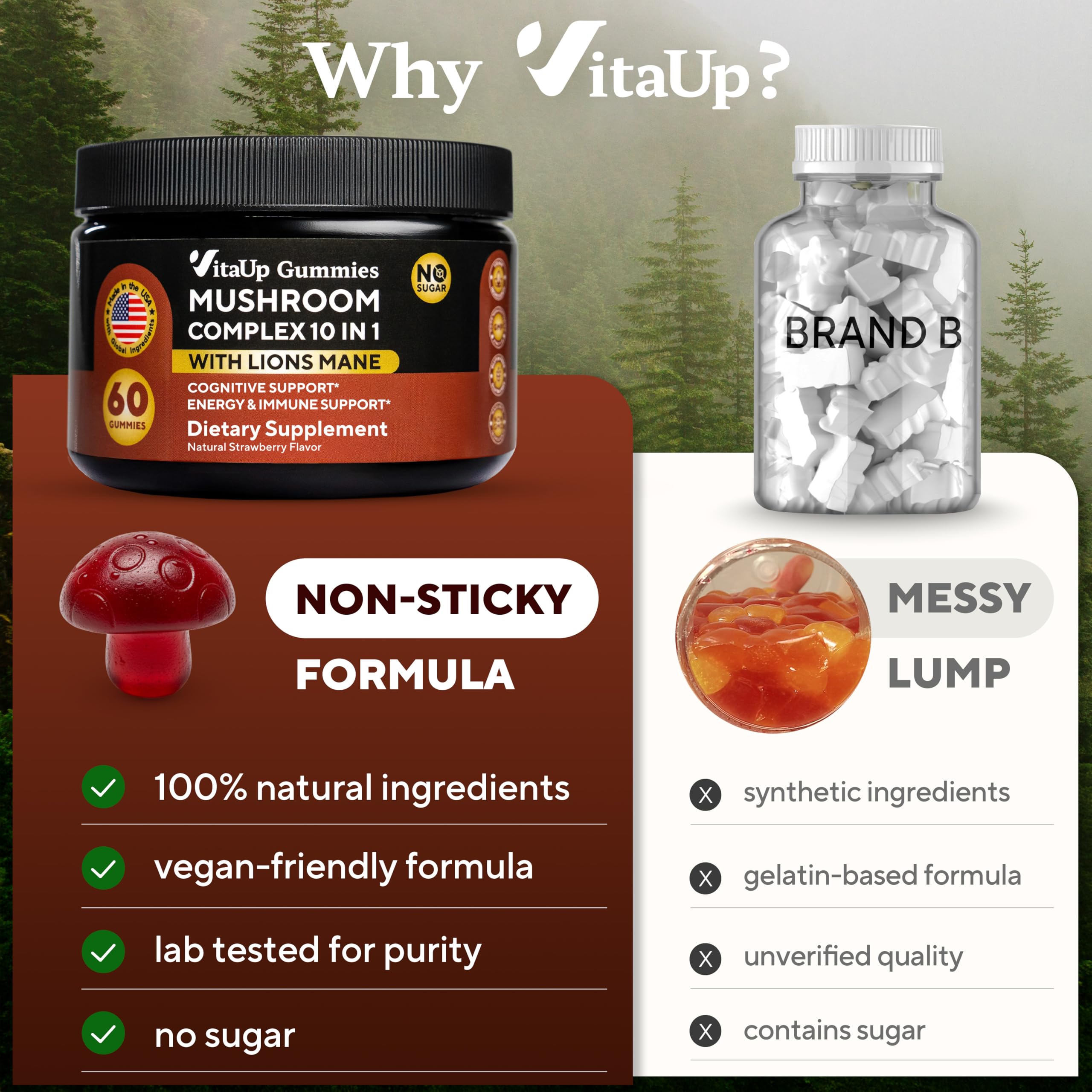 VitaUp mélange champignons, complexe de 10 champignons pour le bien‑être.