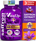 VitaUp Saffron Extrait : bouteille visible, soutien potentiel à l'humeur et à l'énergie.