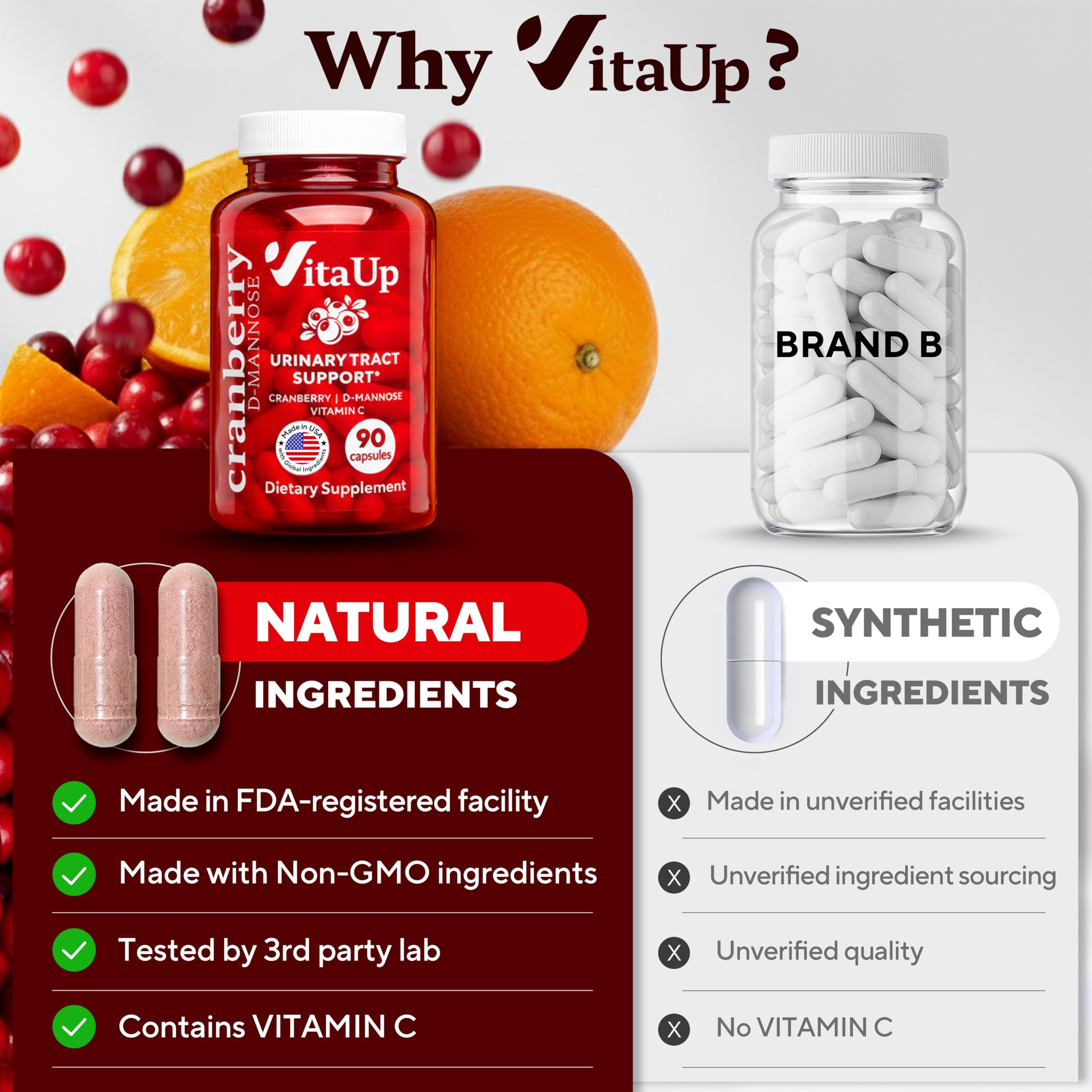 Sans OGM et sans gluten, VitaUp convient à divers régimes.