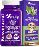 VitaUp Trans-Resveratrol dans bouteille, pureté élevée et énergie potentielle.
