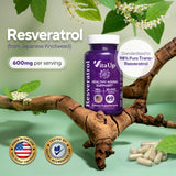 Capsules VitaUp Trans-Resveratrol, dosage pratique pour soutien antioxydant.