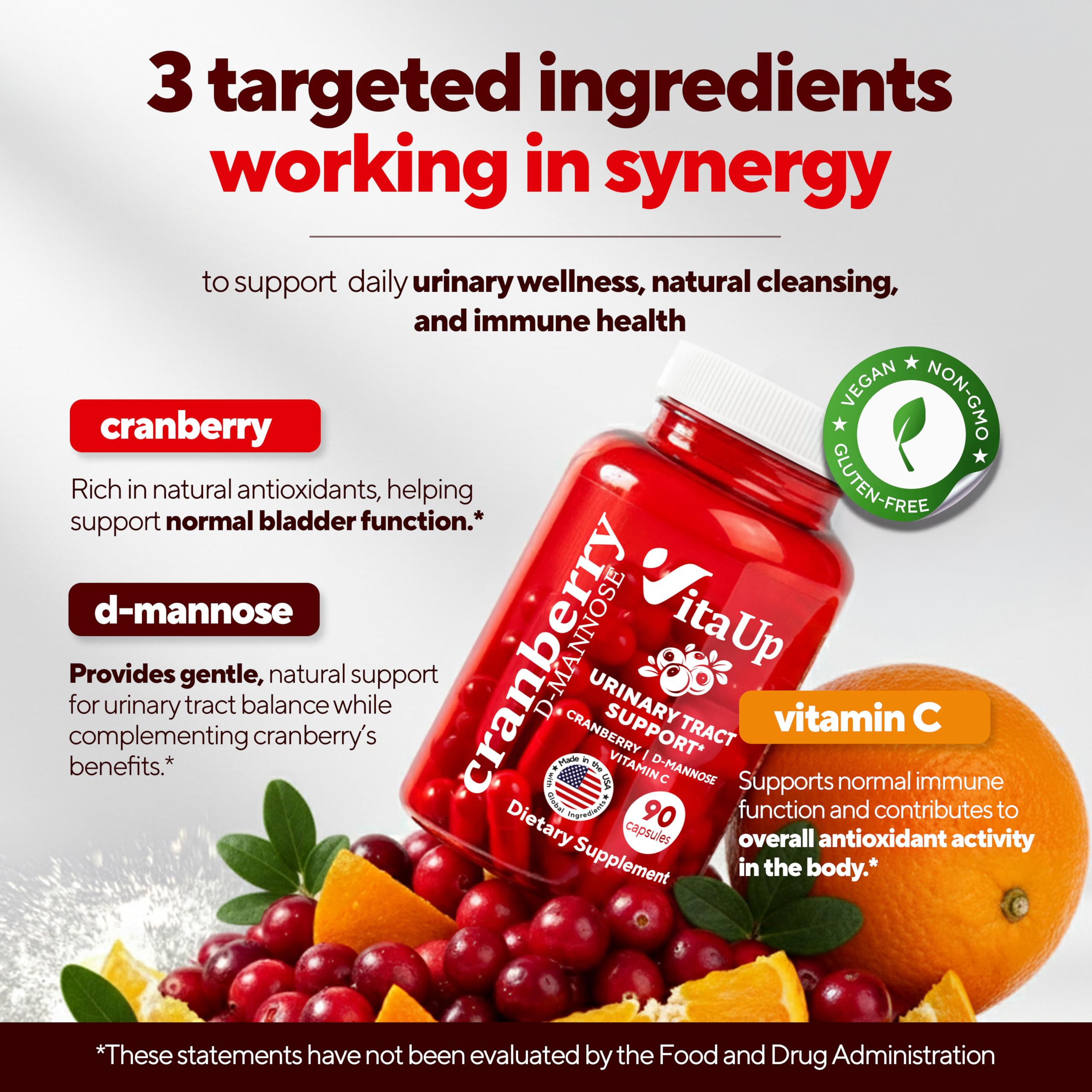 Vitamine C incluse dans VitaUp, soutien immunitaire et antioxydant.