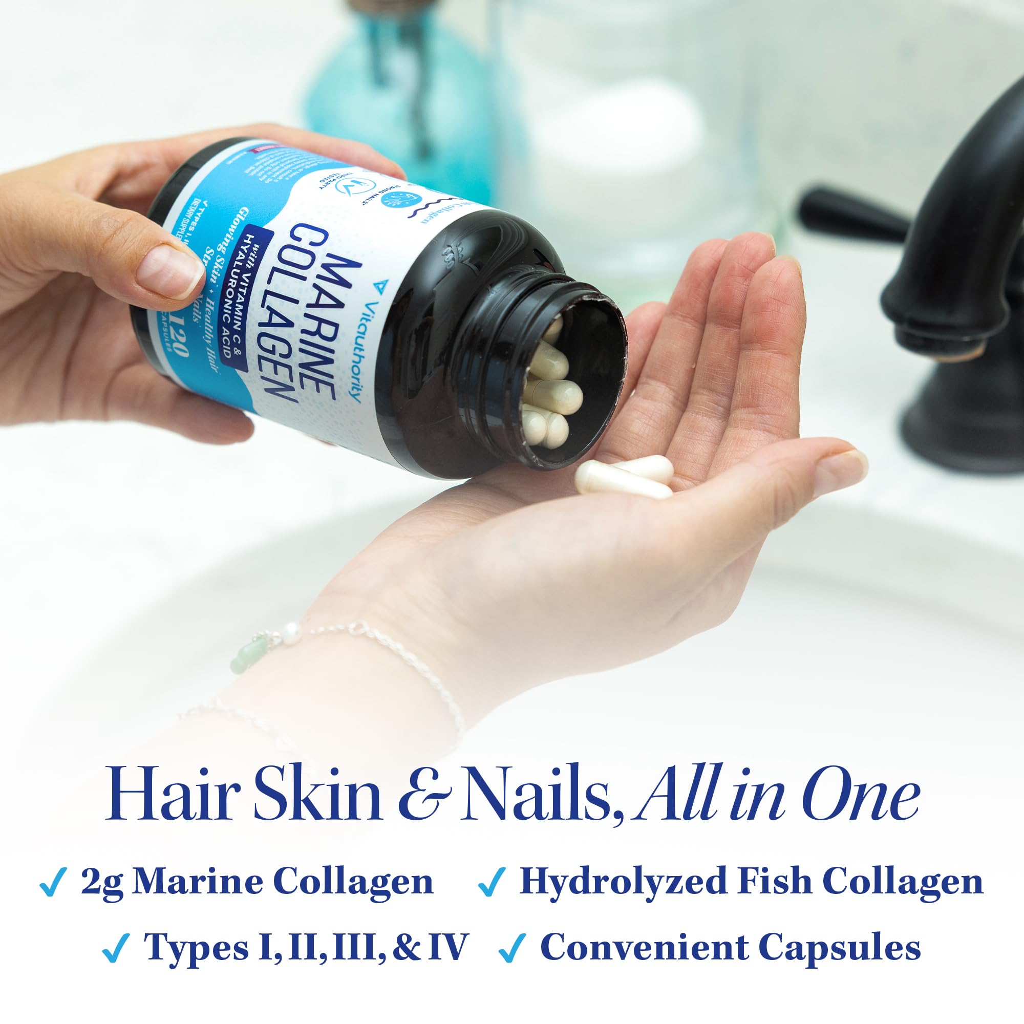 Vitauthority acide hyaluronique et vitamine C, hydratation et éclat pour la peau.