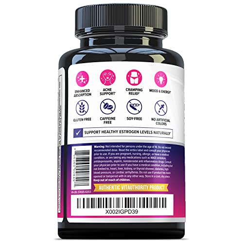 Vitaauthority DIM, supplément, soutien hormonal potentiel pour les femmes.
