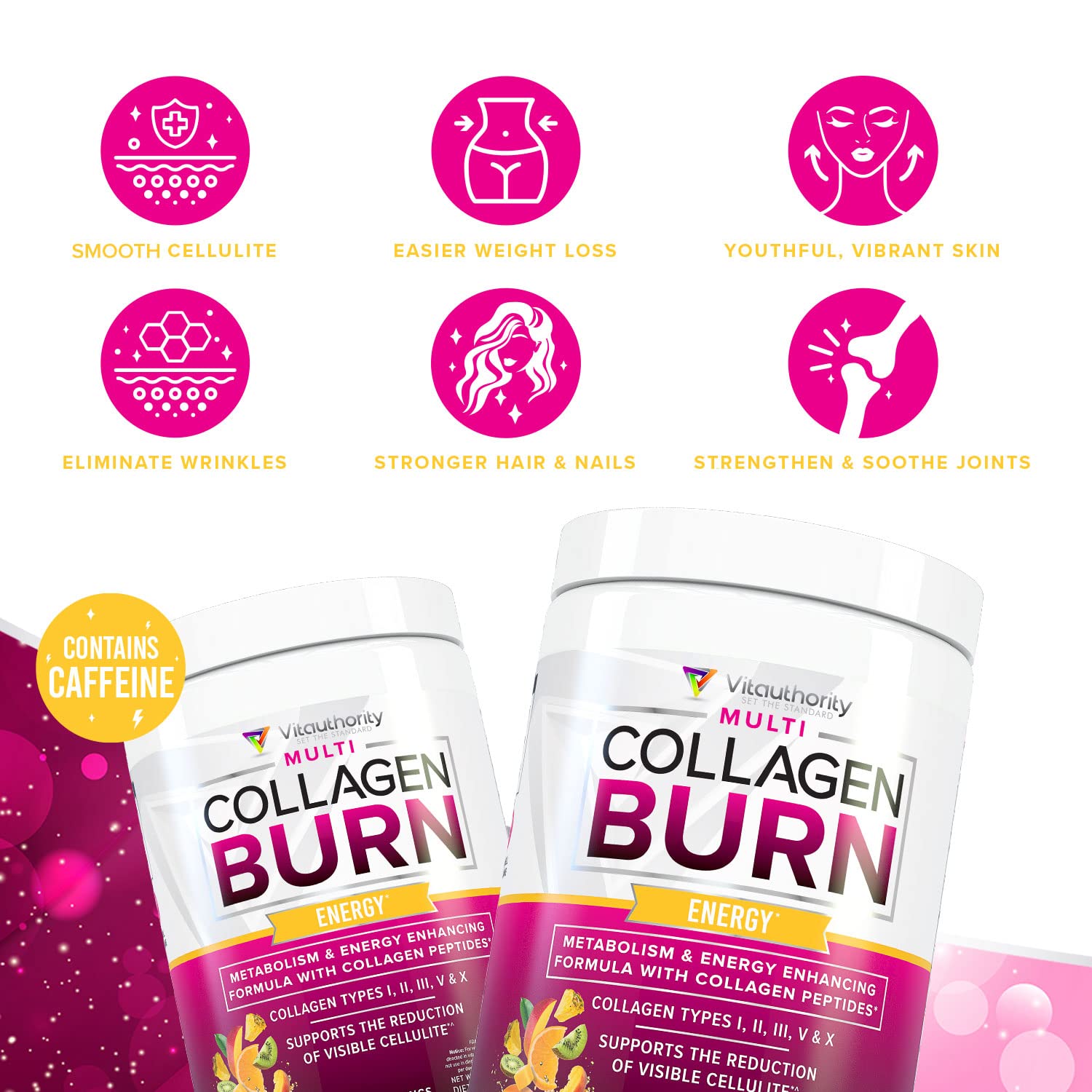 VitAuthority Multi Collagen Burn – dose facilement mesurée, pratique pour le matin.