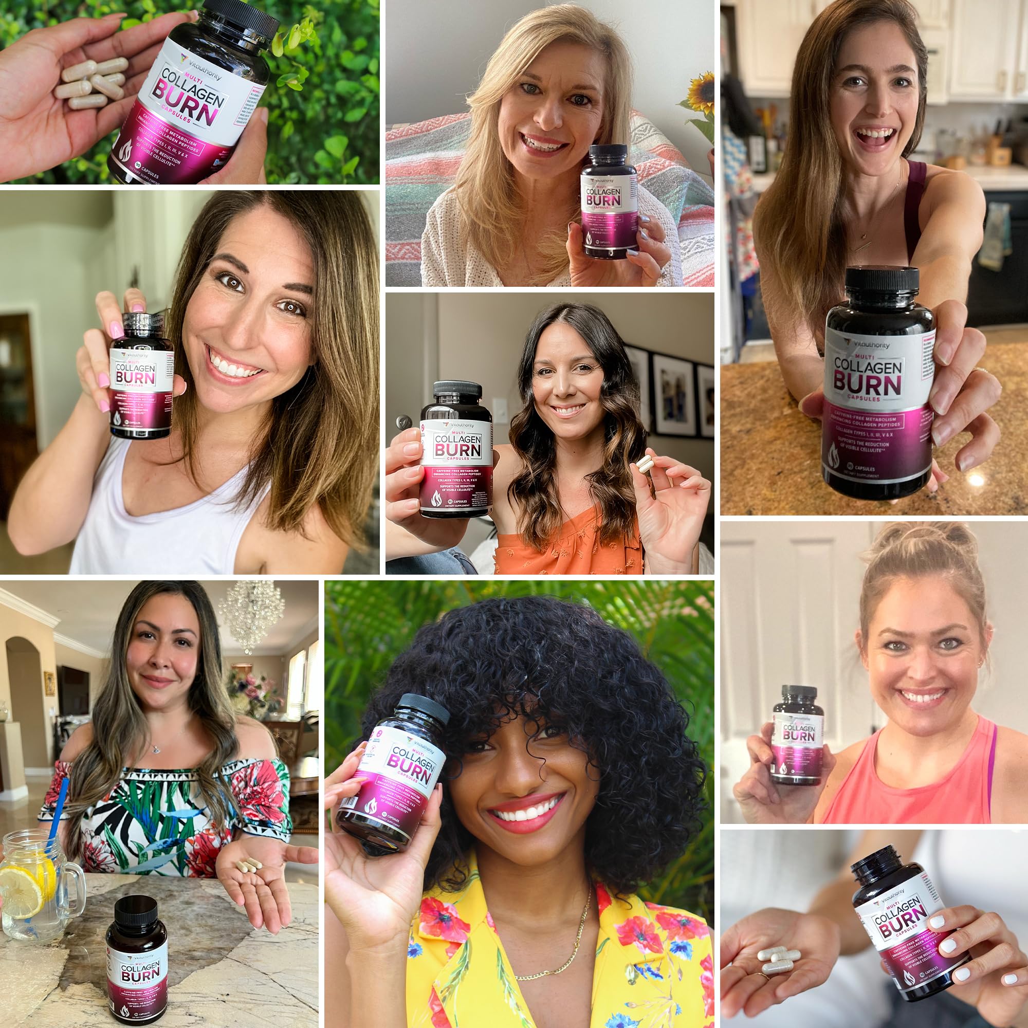 Vitaauthority Multi Collagen Burn, emballage informatif et informatif sur les actifs.