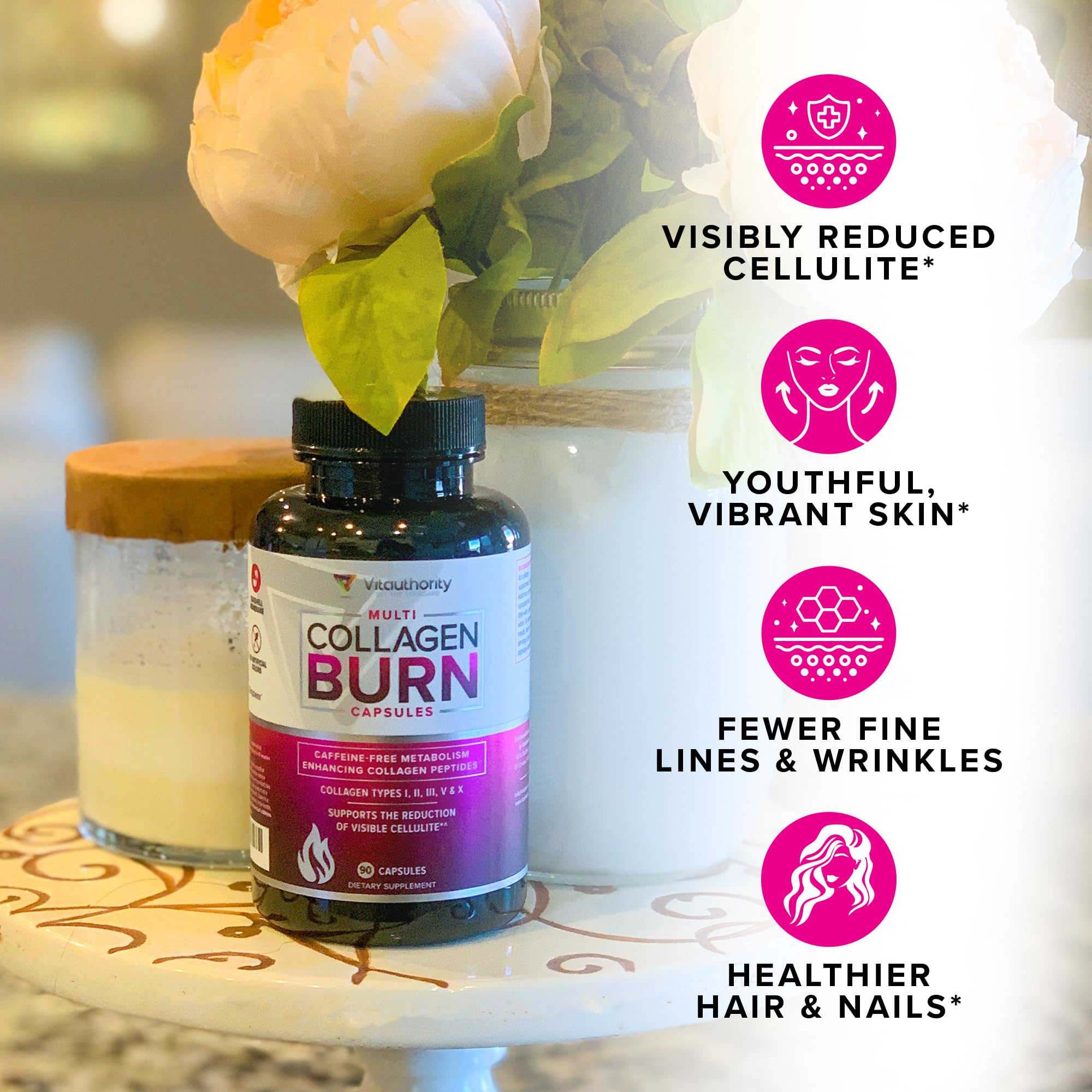 Vitaauthority Multi Collagen Burn, SOD B Dimpless inclus, élément clé pour la peau.