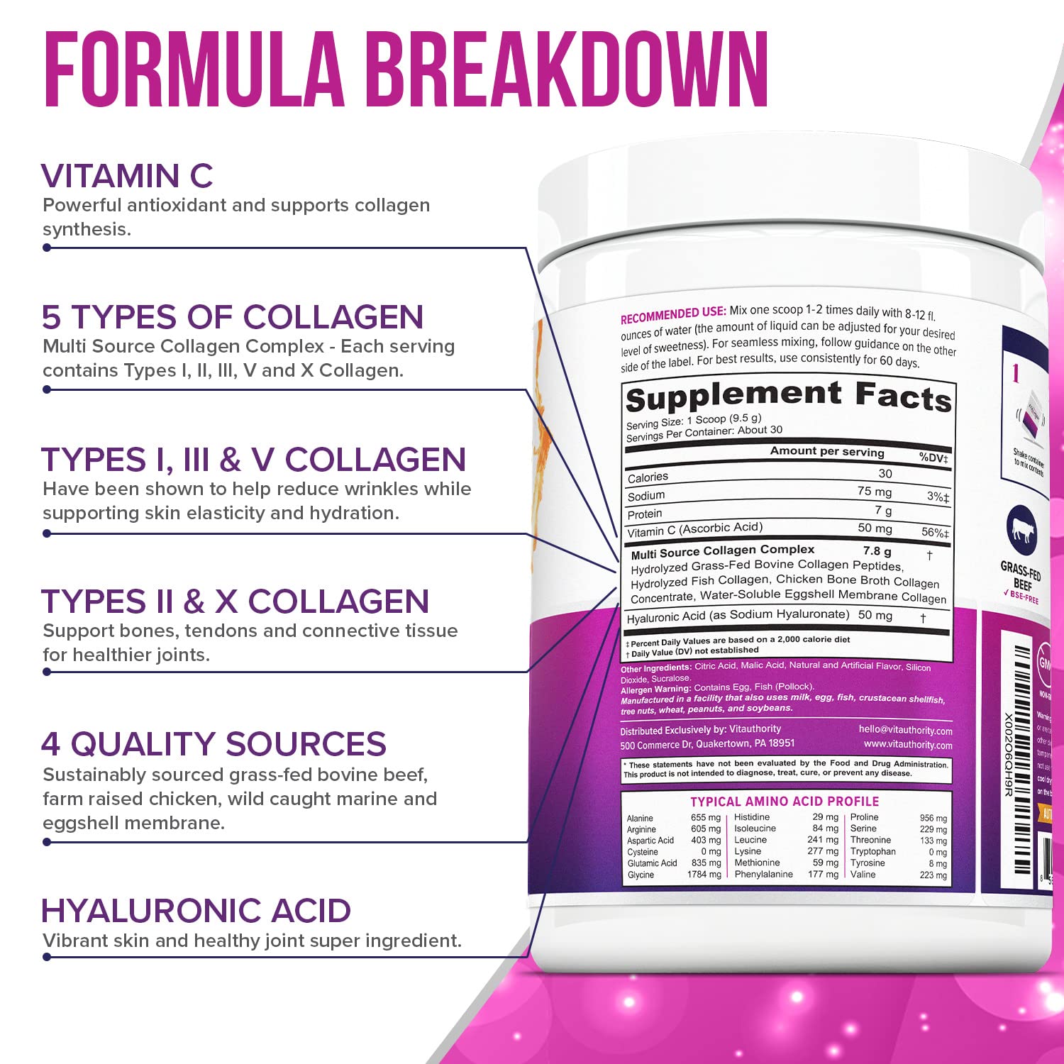 Dose mesurée Vitauthority, pratique pour intégrer le collagène à votre routine quotidienne.