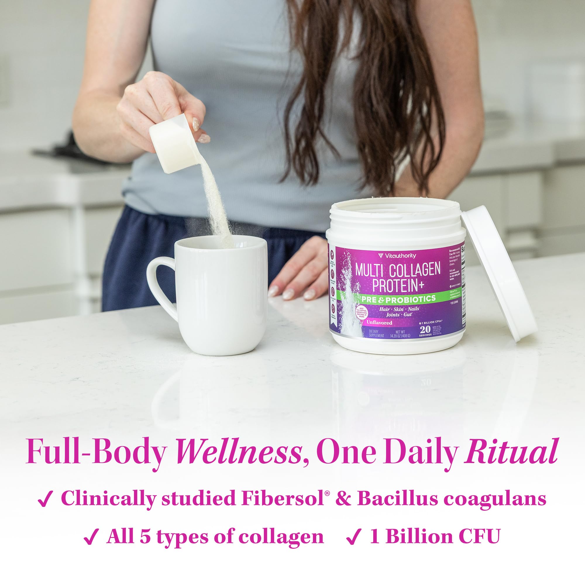 Vitauthority Multi Collagen Probiotiques – etiquette: liste d'ingrédients et qualité.
