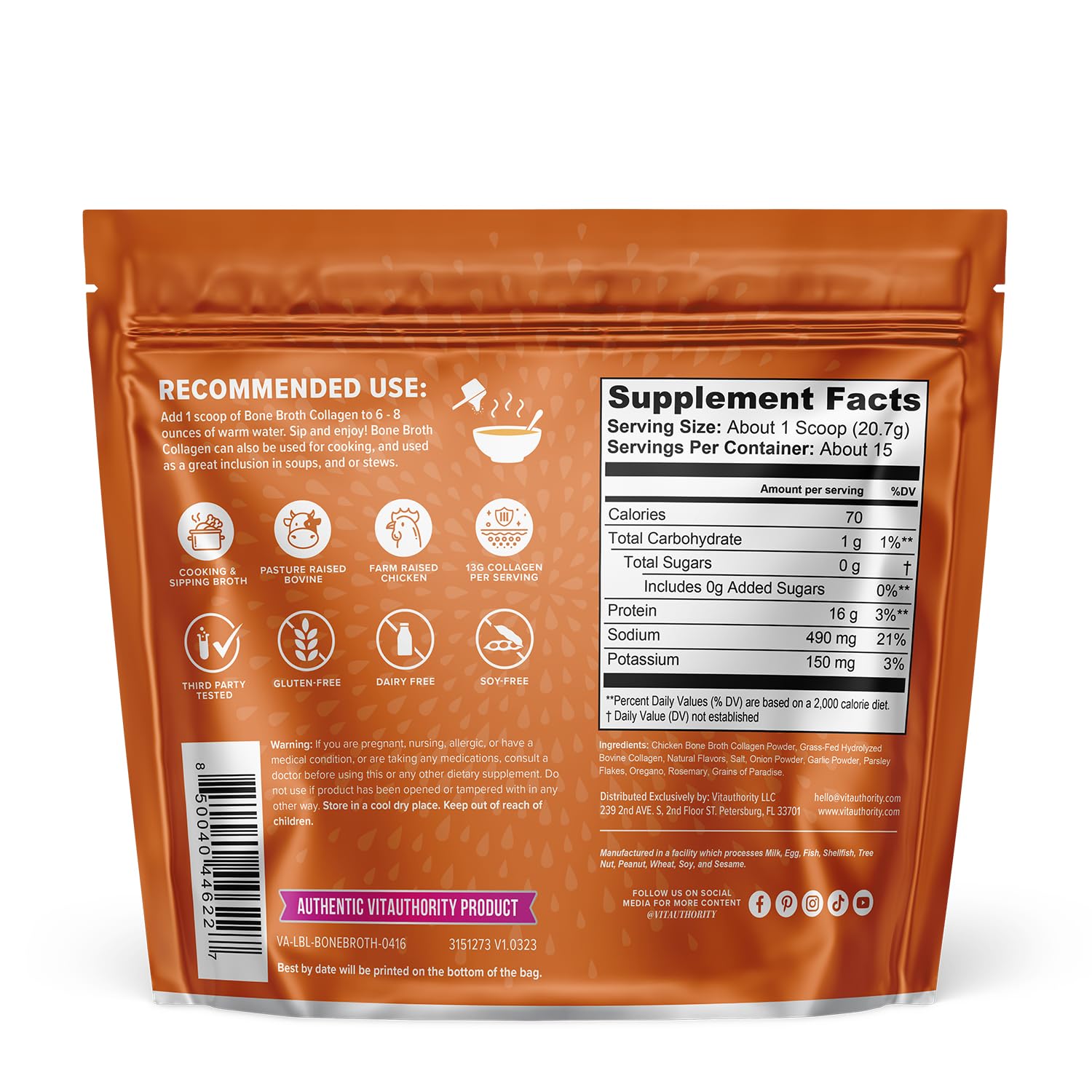 Recette rapide avec Vitauthority Bouillon Collagène Poulet-Nouilles.