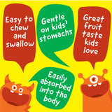 Vitaworks enfant prenant des bonsbons gélifiés, pratique et savoureux.