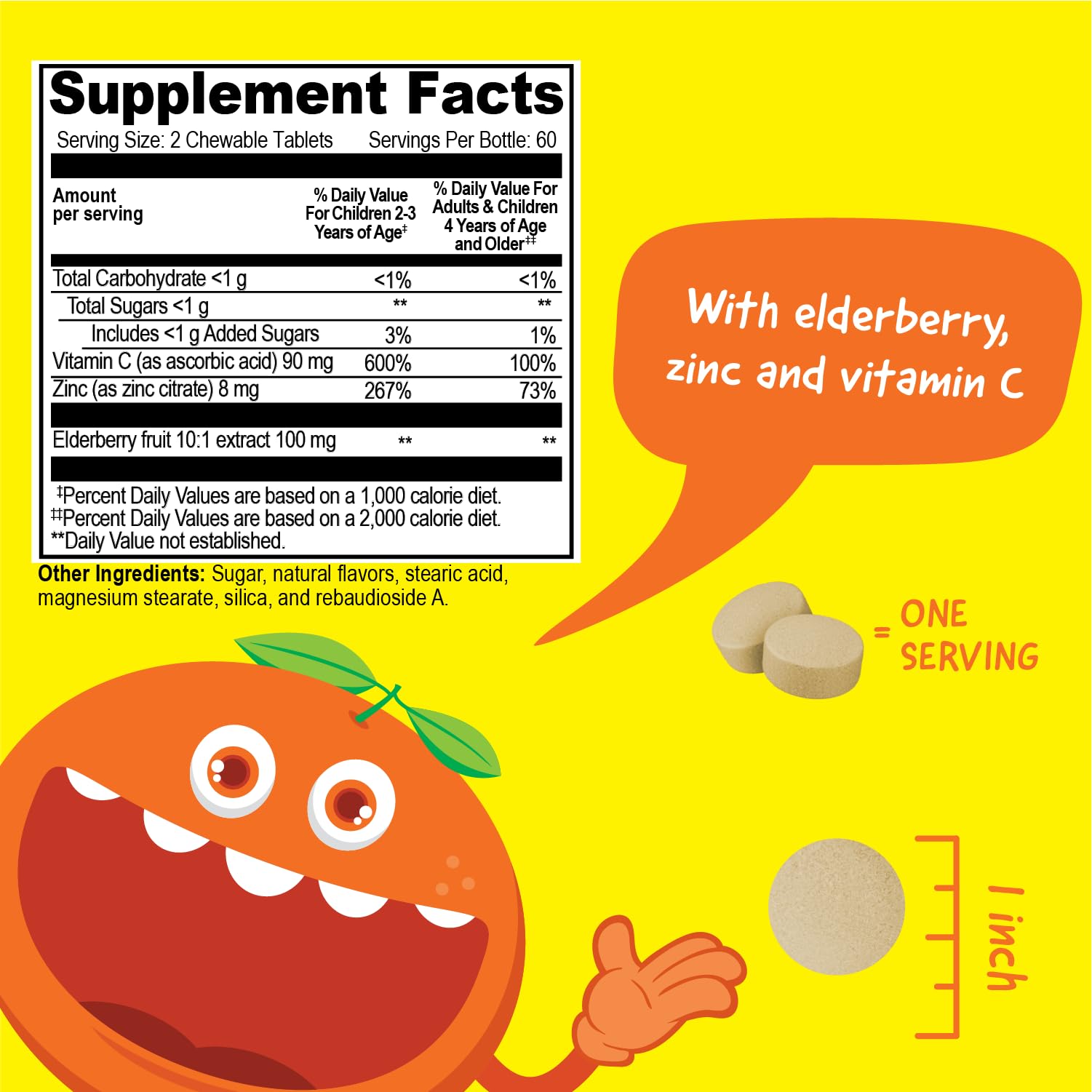 VitaWorks Enfants mélange fruits Sureau Zinc Vitamine C, ingrédients naturels et vegan.