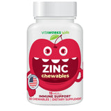 VitaWorks Zinc pour enfants, bouteille cerise, soutien immunitaire potentiel.