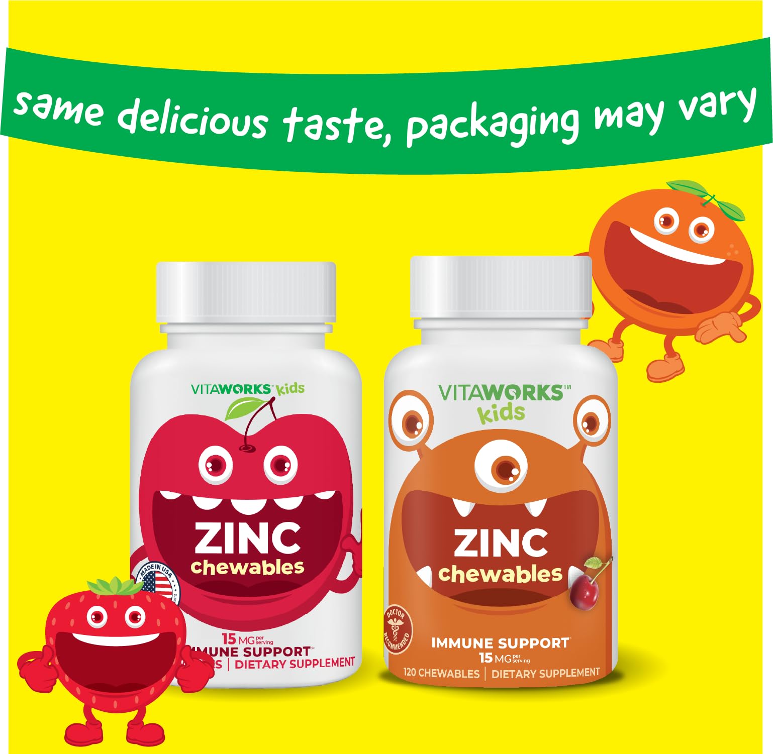 VitaWorks Zinc pour enfants, tablettes cerise faciles à mâcher et savoureuses.