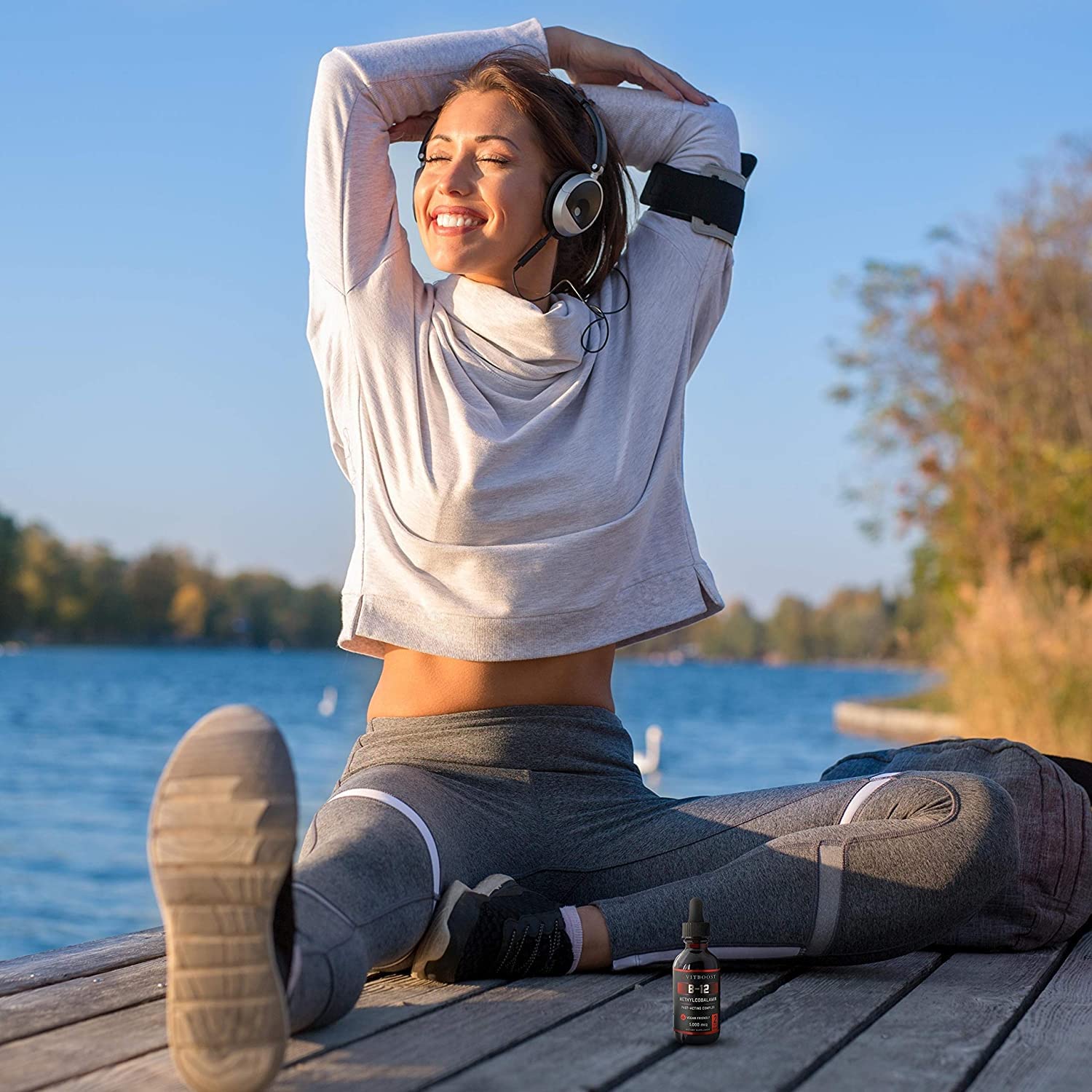 Flacon VitBoost B12 vegan portable et pratique.