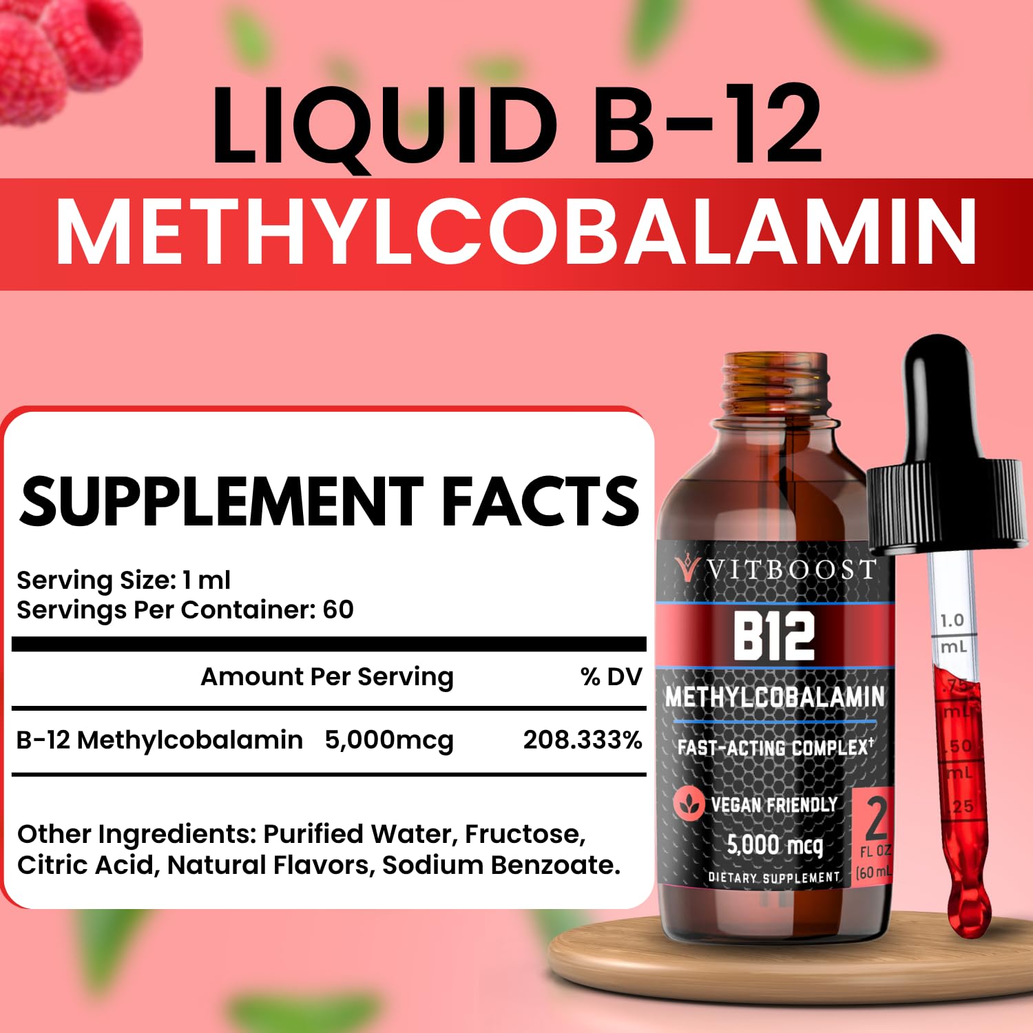 Gouttes sous-langue VitBoost B12, absorption rapide et efficace.