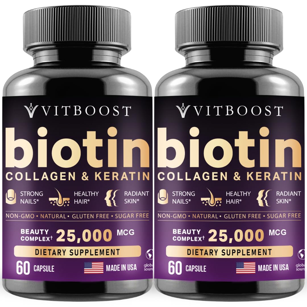 Vitboost Biotine avec Acide Hyaluronique – bouteille pour cheveux et peau.
