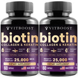 Vitboost Biotine avec Acide Hyaluronique – bouteille pour cheveux et peau.
