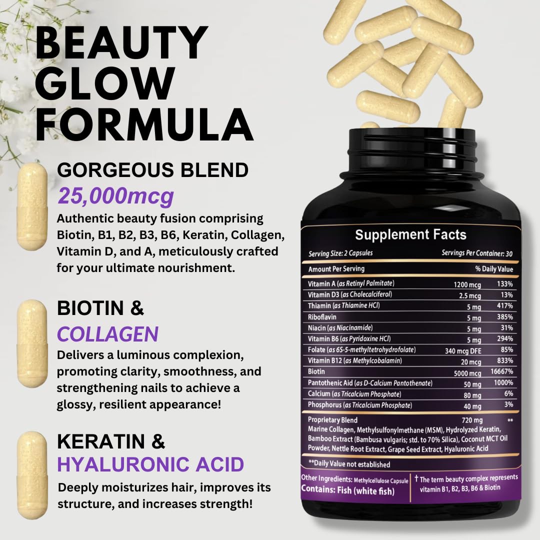 VITBOOST Biotine et keratine – capsules, ongles renforcés et peau hydratée.