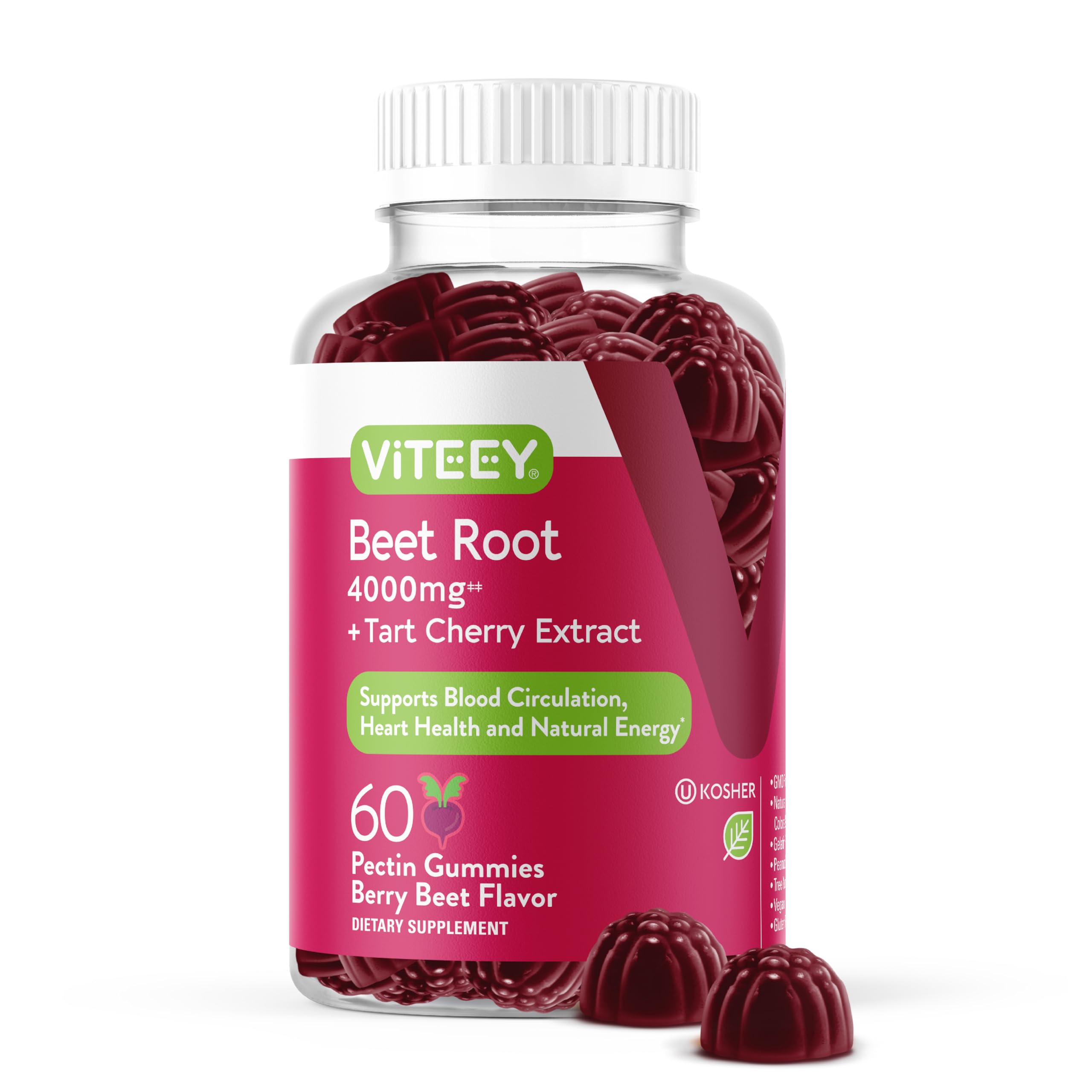 Gommes Viteey Betterave 4000mg packshot : apport quotidien pratique et savoureux.