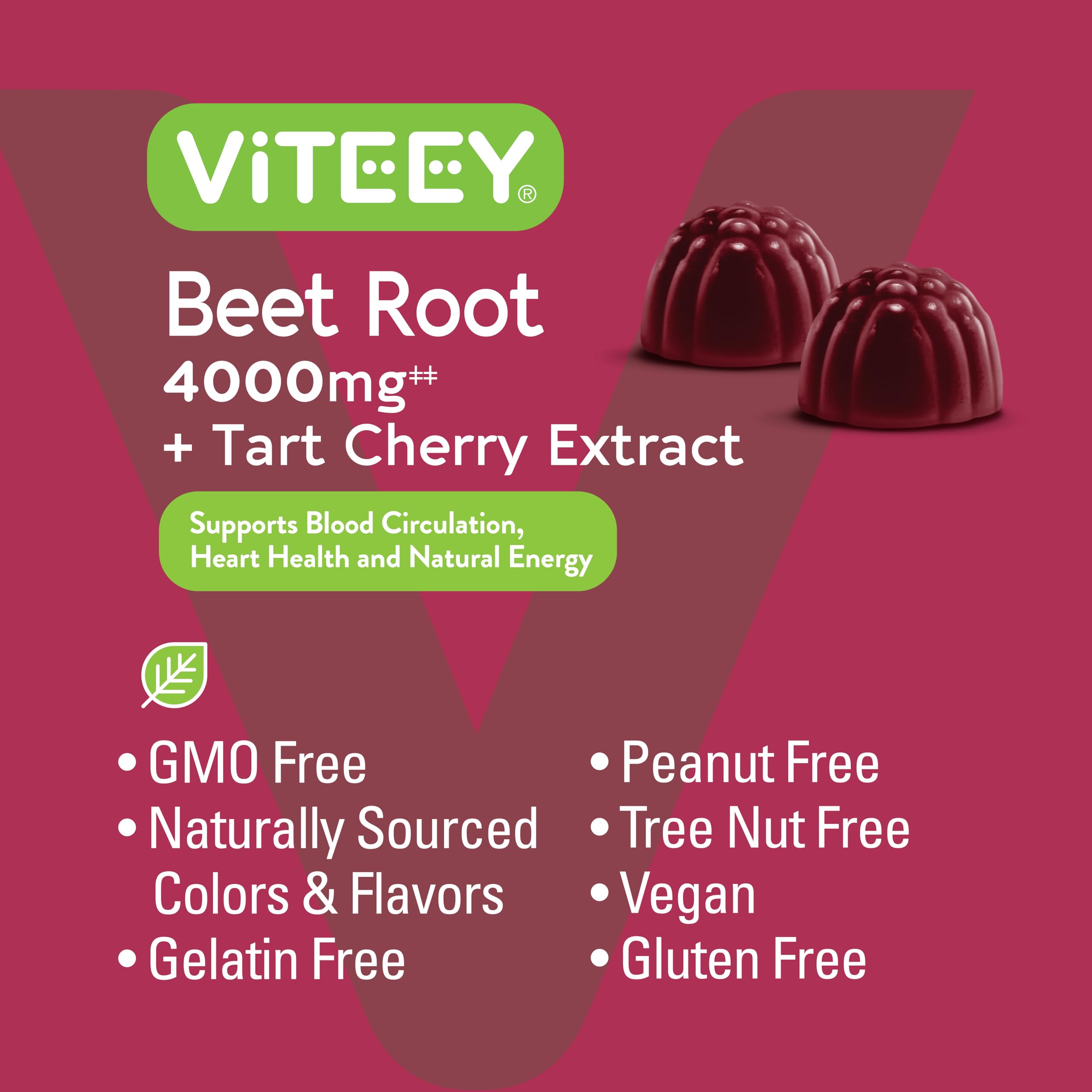 Gommes Viteey Betterave : couleurs naturelles et arômes fruités.