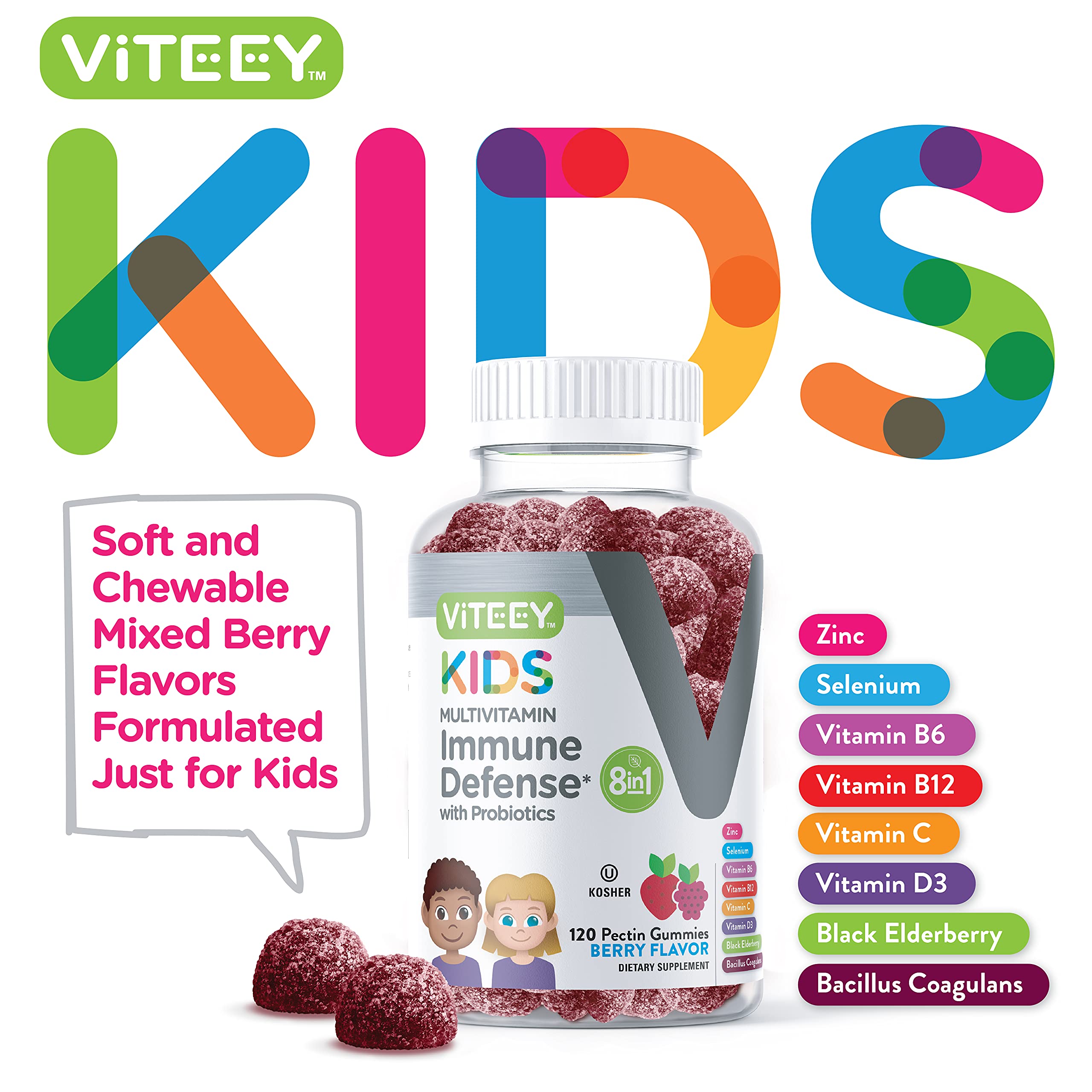 Gommes saveur fruits Viteey, plaisir quotidien pour les enfants.