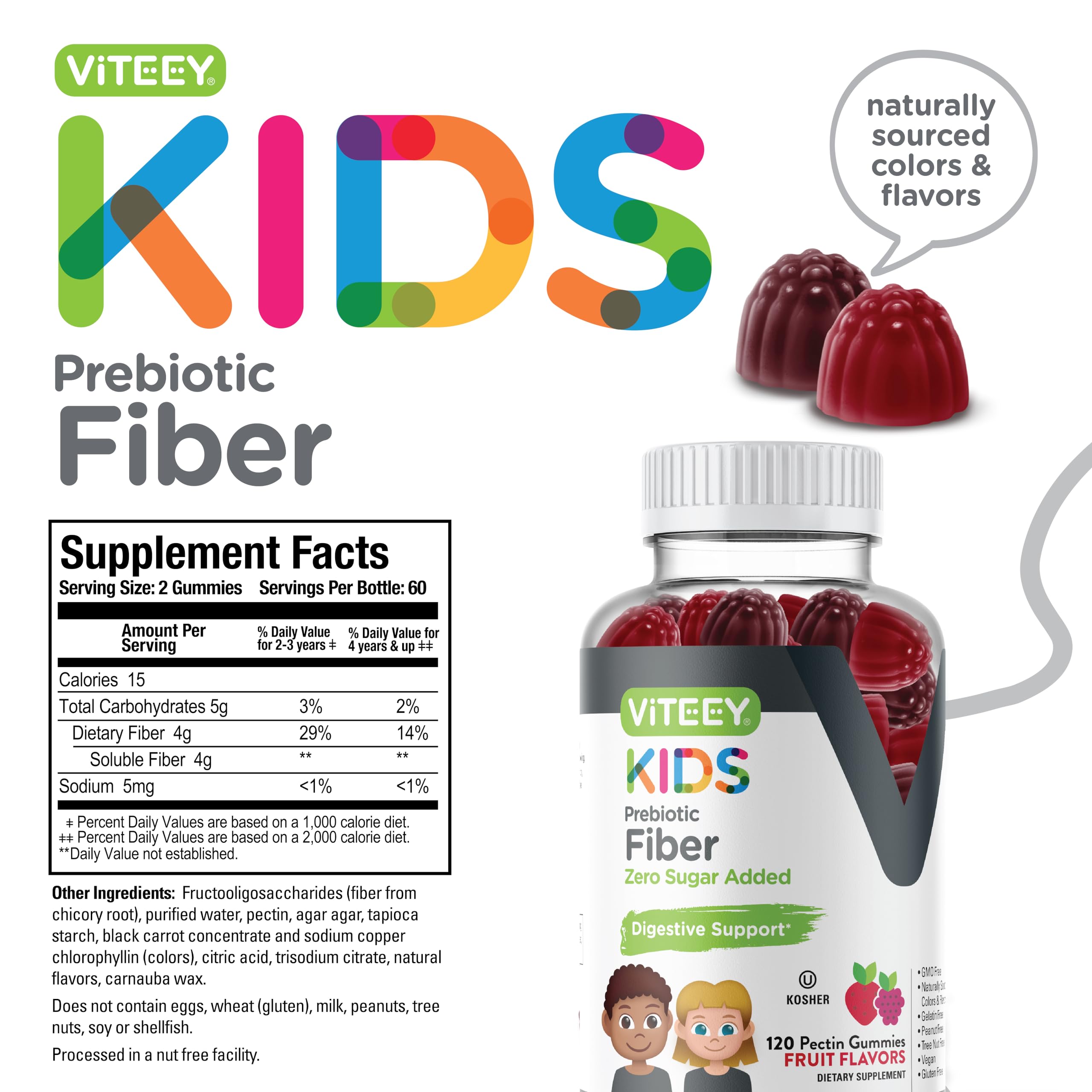 Viteey gommes ingrédients naturels — saveur fruitée pour le bien-être digestif.