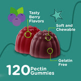 Gomme probiotiques Viteey saveur framboise-myrtille, enfant heureux après la collation.