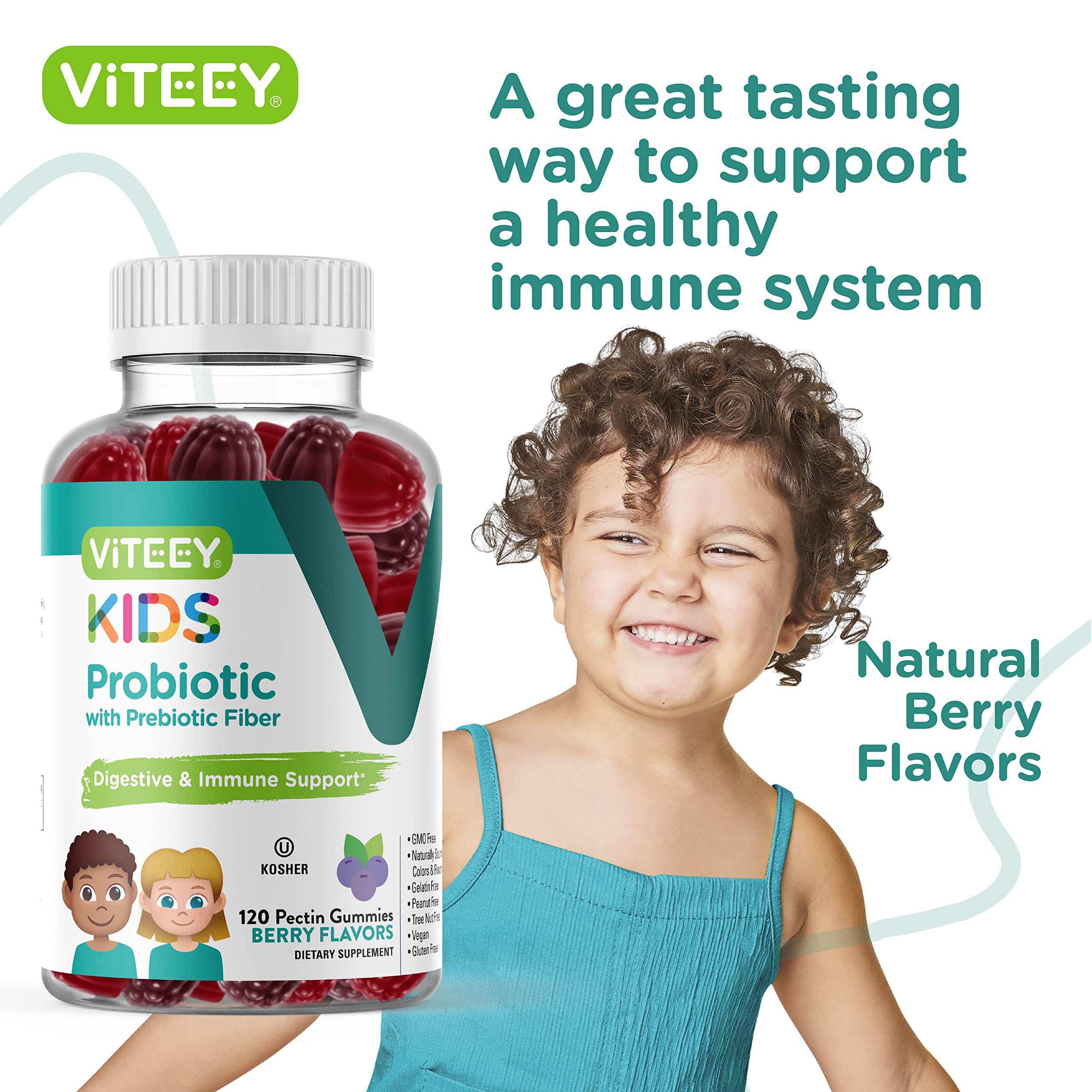 Sans gélatine et vegan, Viteey offre une option saine pour enfants.