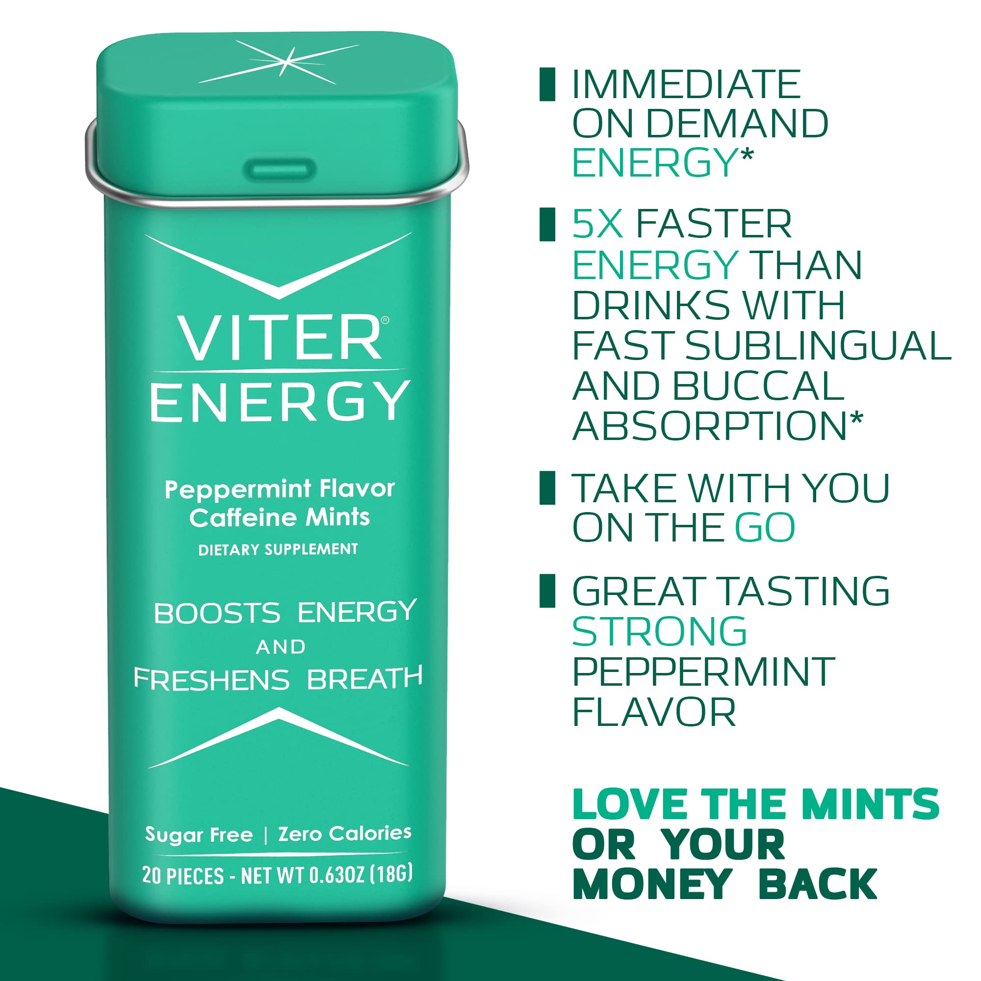 Étiquette Viter Energy, vitamines B, source naturelle de vitalité.