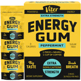 Gomme Viter Energy menthe dans un paquet refermable, énergie rapide en déplacement