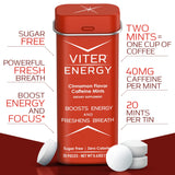 Viter Energy Mints goût cannelle, énergie rapide et haleine fraîche.