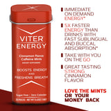 Viter Energy Mints sans sucre, saveur rafraîchissante et zéro calorie.