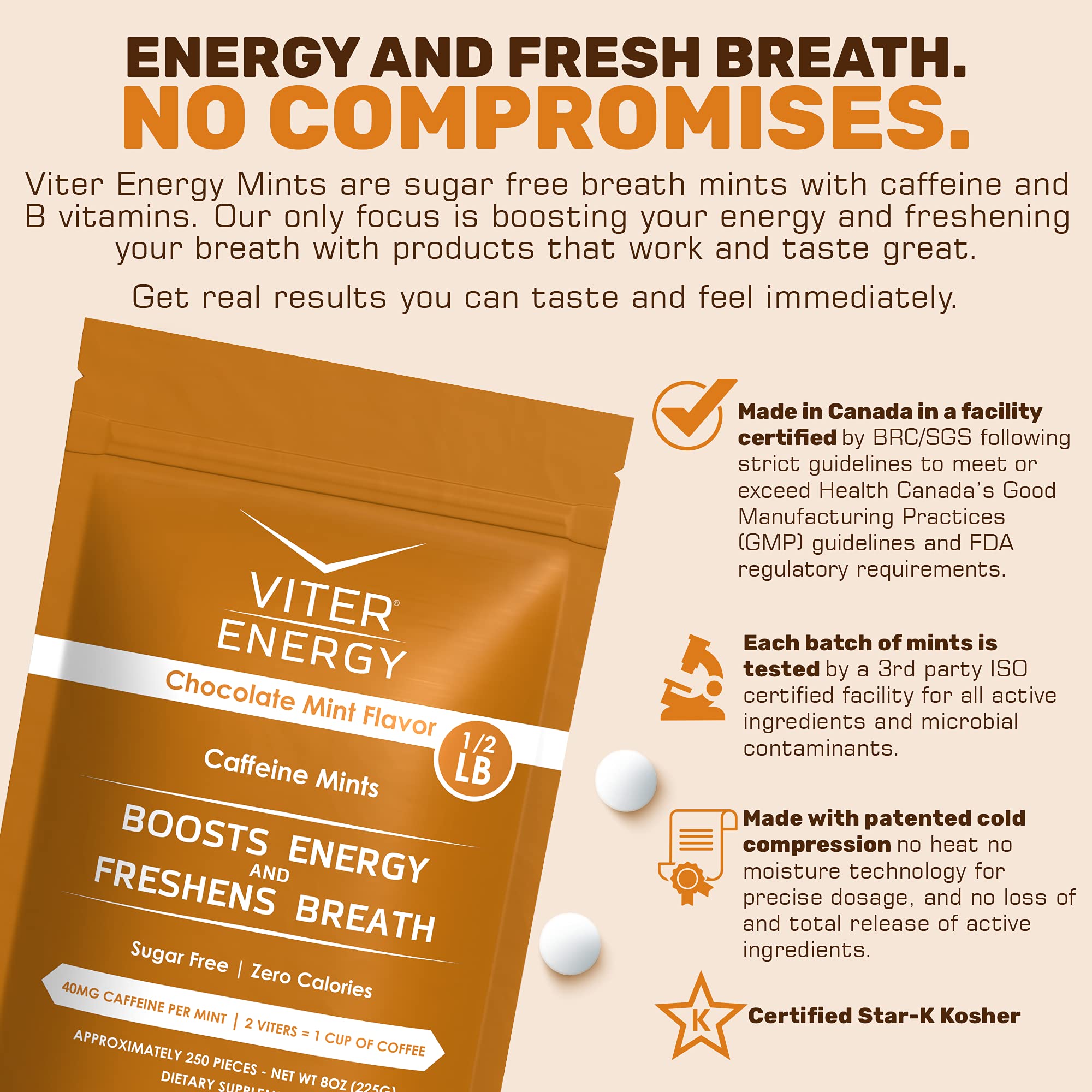 Viter Energy Pastilles caféine 40 mg, usage bureau et déplacement pour énergie.