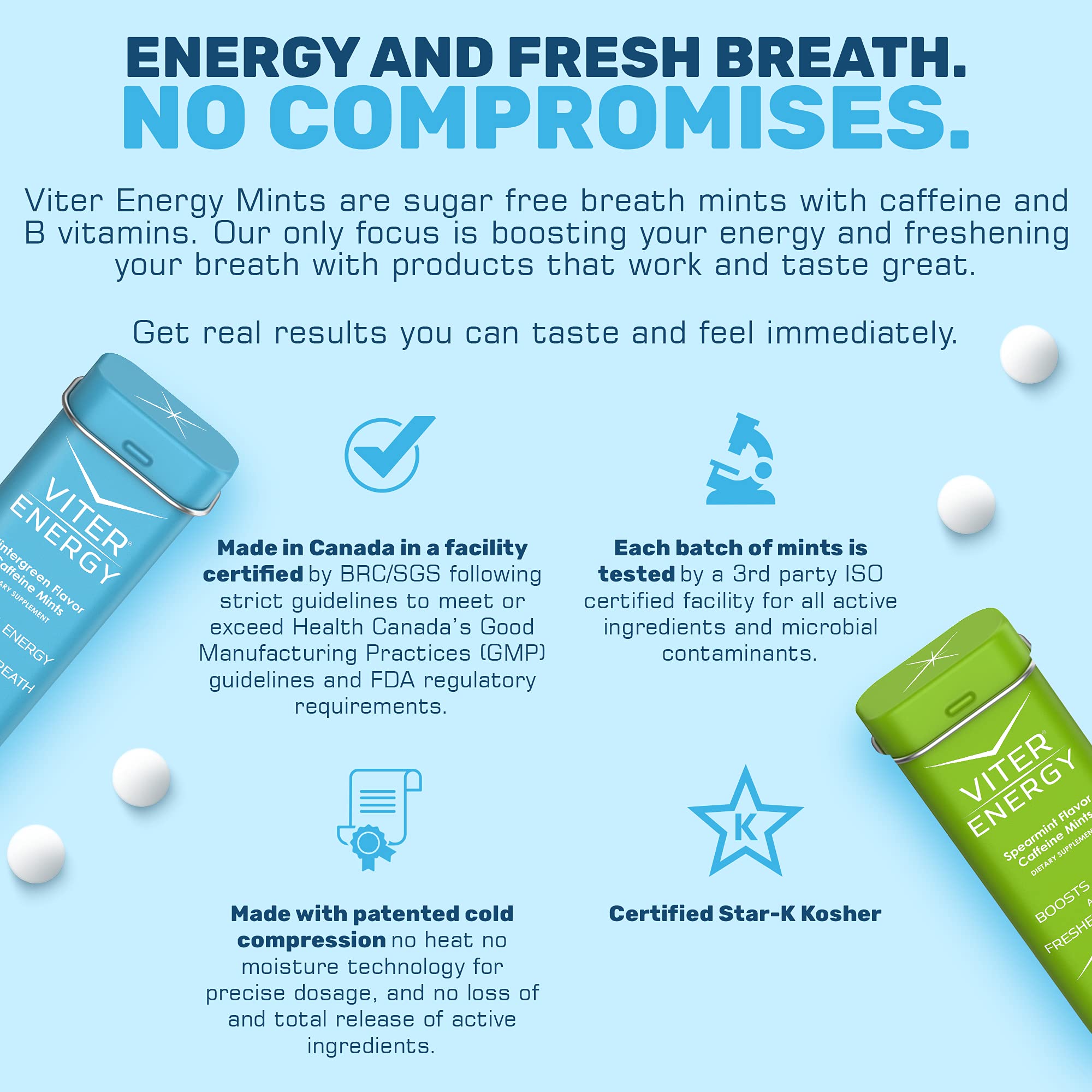 Viter Energy saveur intense et haleine fraîche pour rester alerte.