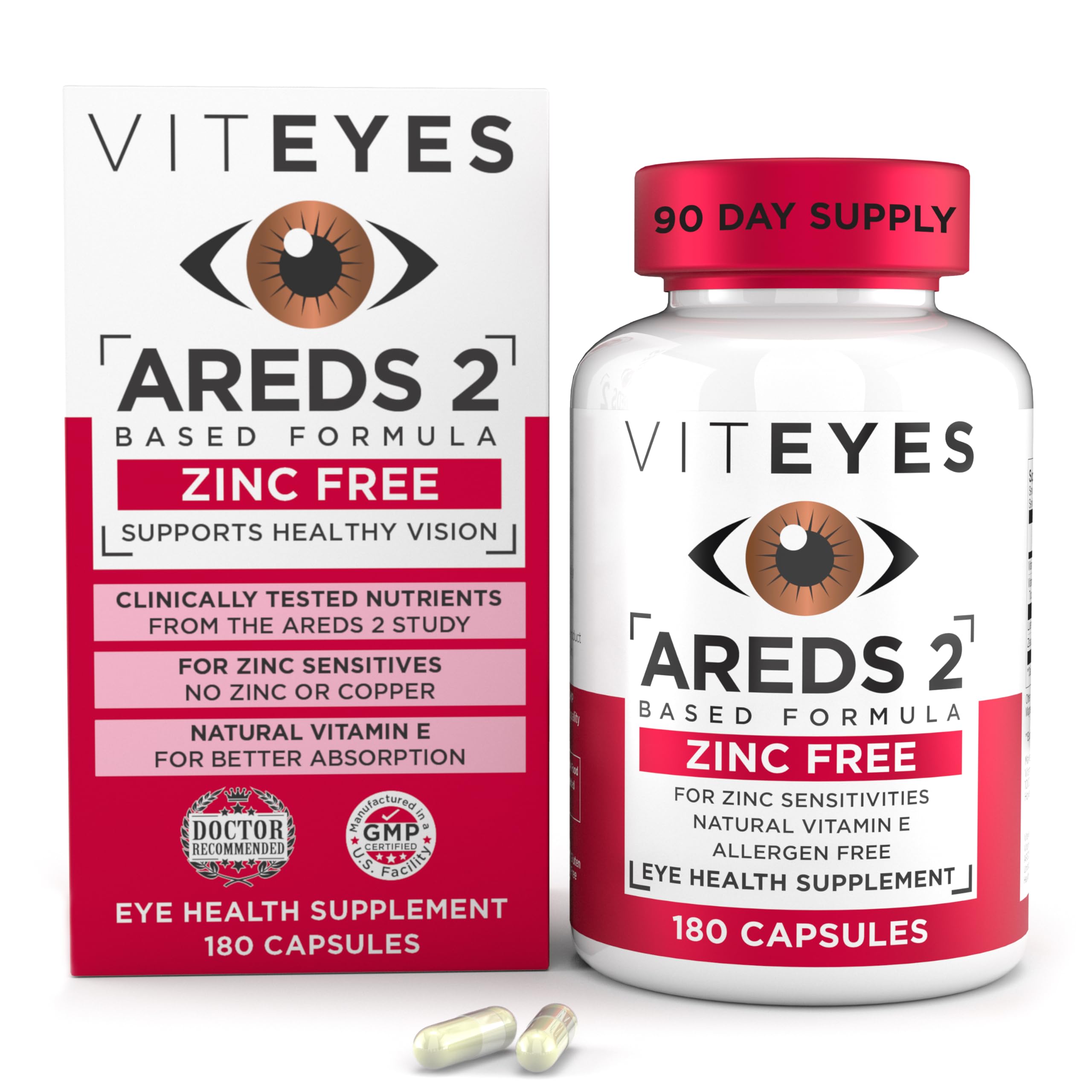 Viteyes AREDS2 sans zinc — bouteille prête à l’emploi pour votre routine quotidienne.