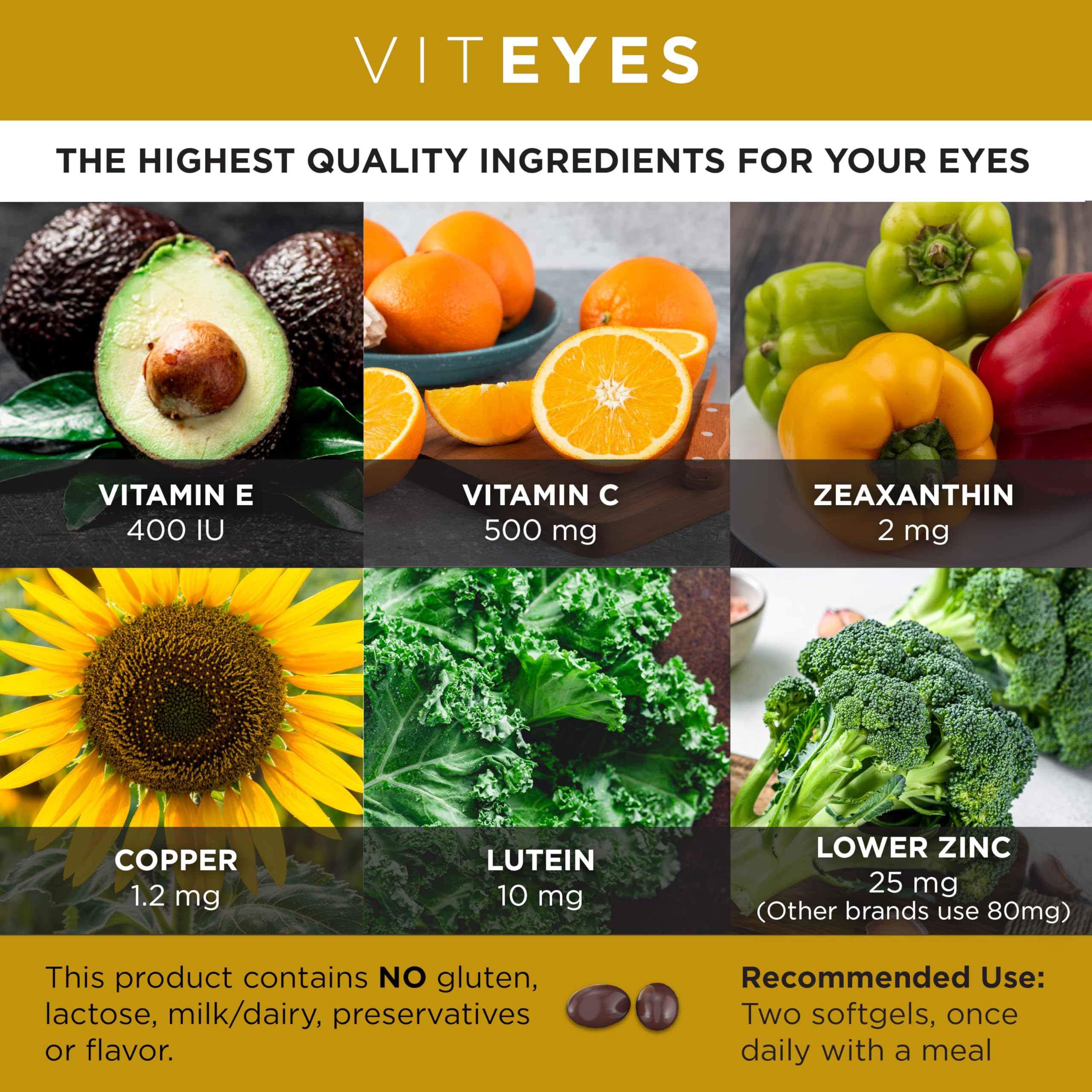Viteyes AREDS 2 - gélules à prise quotidienne pour la macula