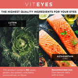 Viteyes Boîte d’emballage – emballage présentant la composition luteine et astaxanthine.
