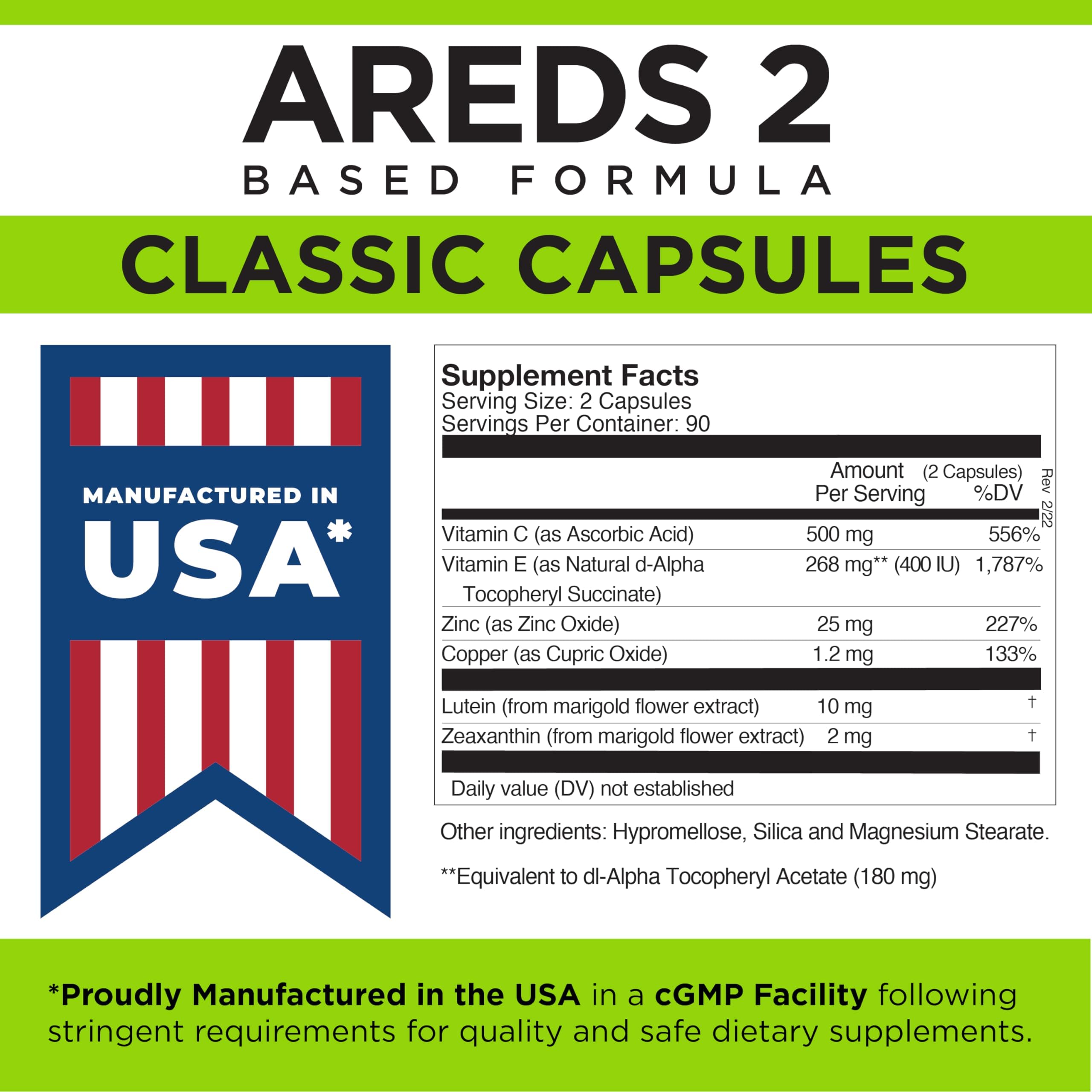 Fabriqué aux États‑Unis – usine certifiée BPF pour Viteyes AREDS-2.