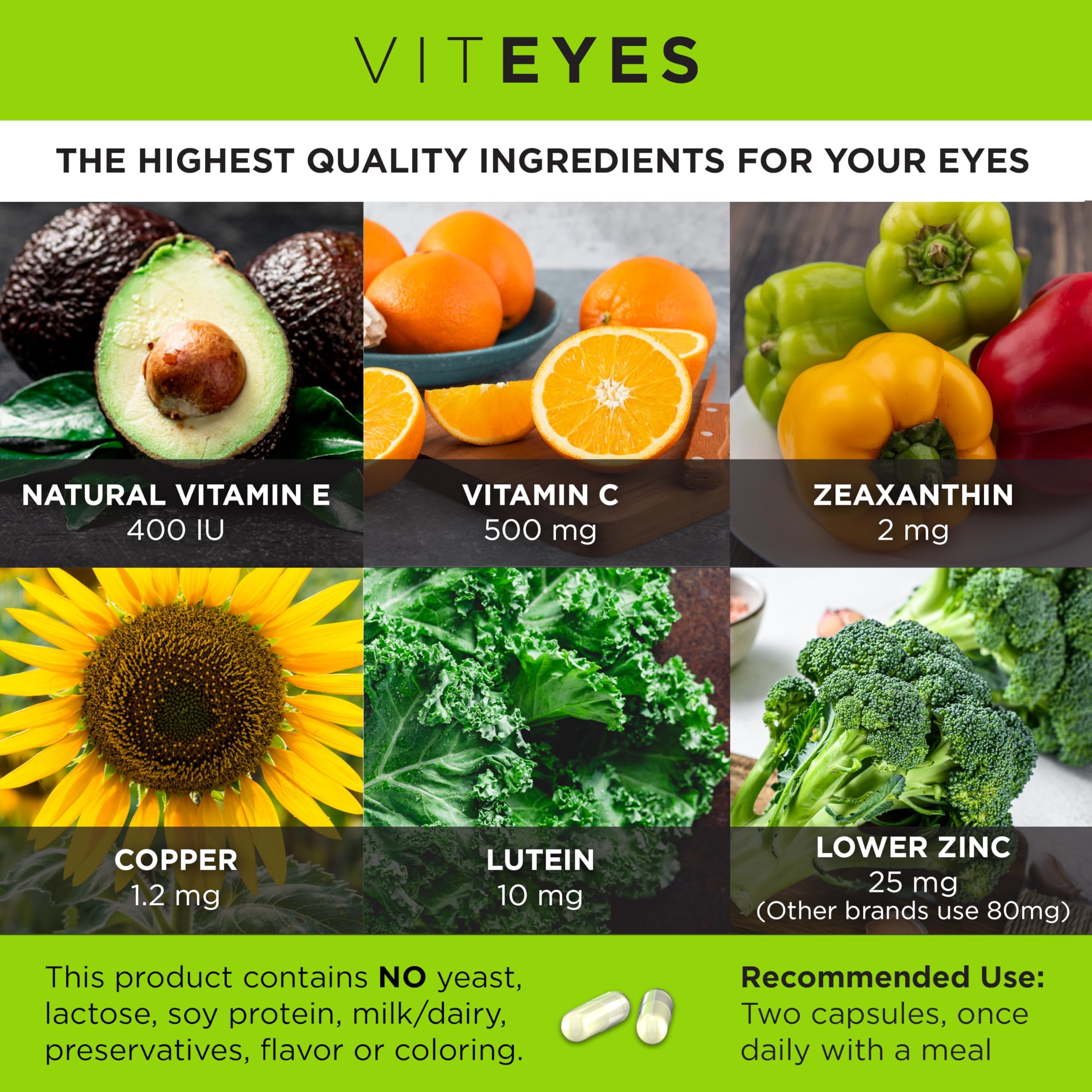Icône sans allergènes – Viteyes AREDS-2 sans bêta-carotène et sans soja.