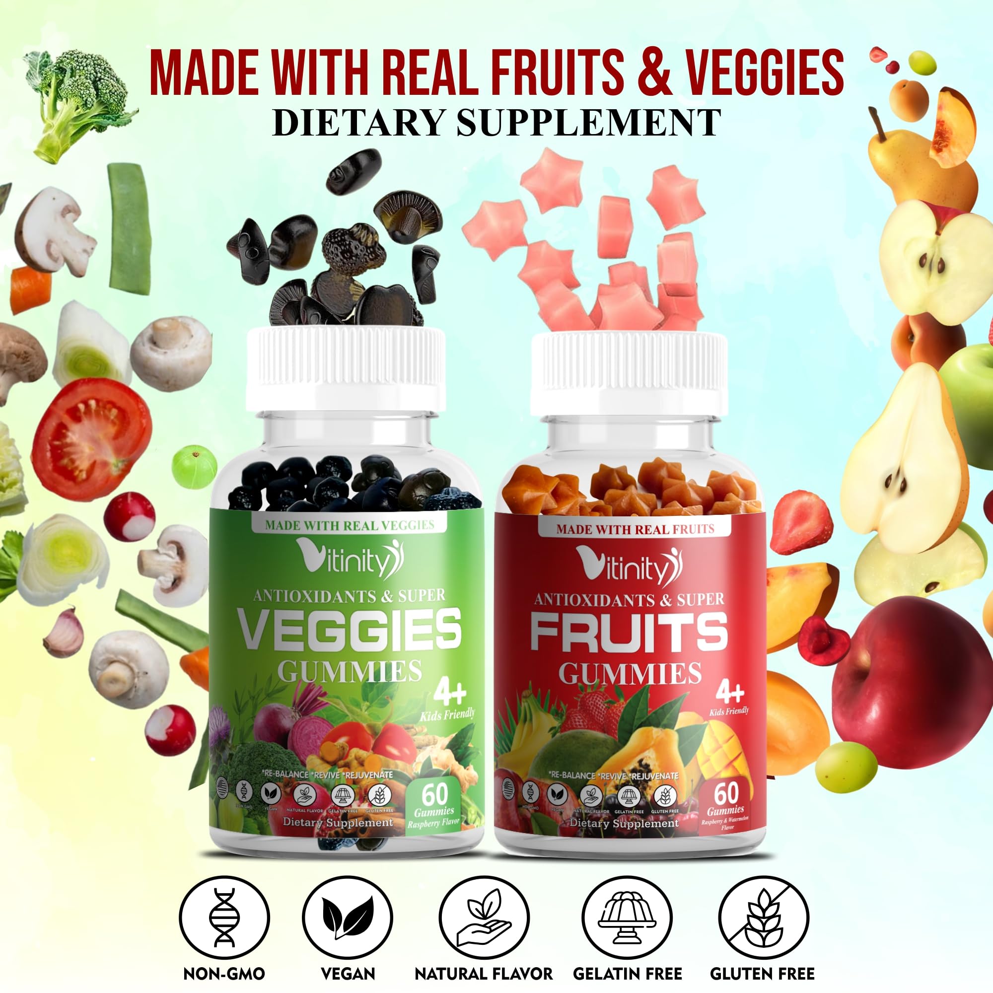 Vitinity gommes sans additifs artificiels goût fruité fidèle à la nature