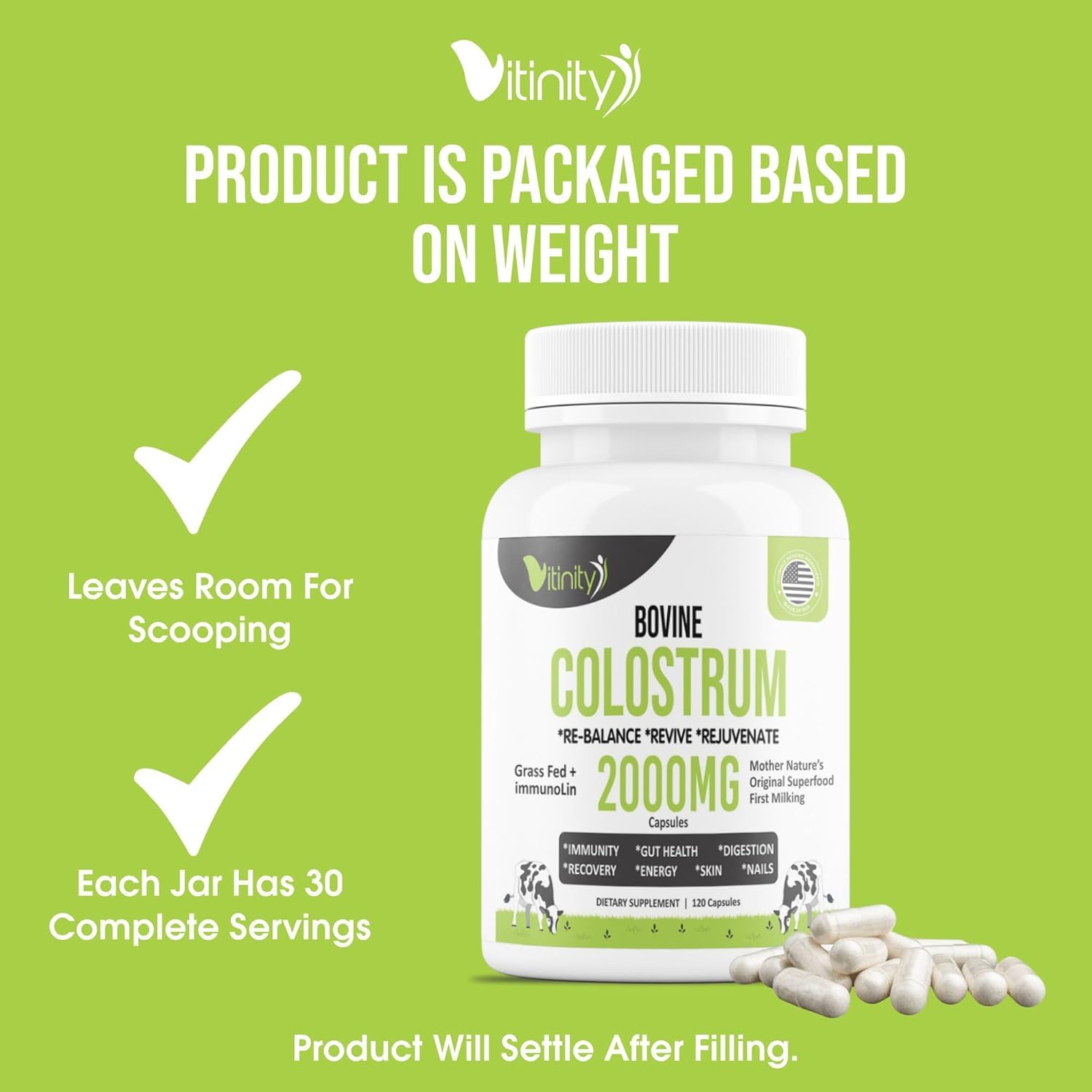VITINITY Colostrum Bovin – origine pastorale, produit naturel et sans saveur
