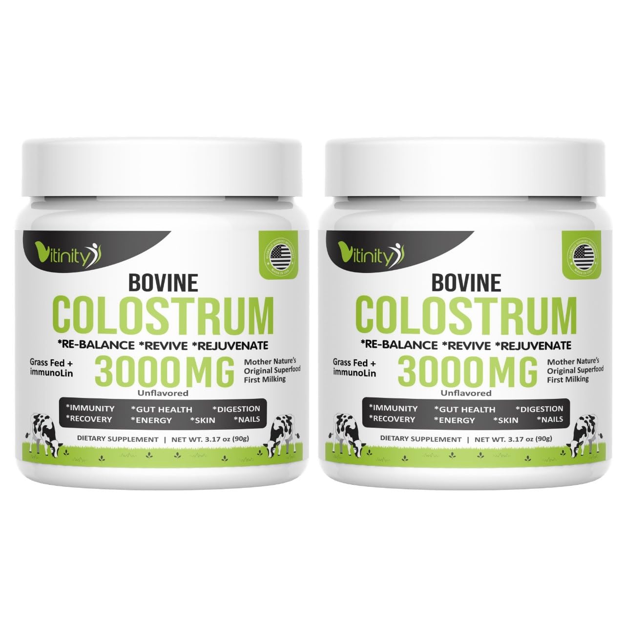 VITINITY poudre colostrum bovin nourri a l-herbe 3000 mg, soutien digestion et immunite
