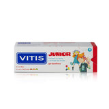 Vitis Junior Tutti Frutti, tube emballage; goût agréable pour encourager le brossage quotidien.