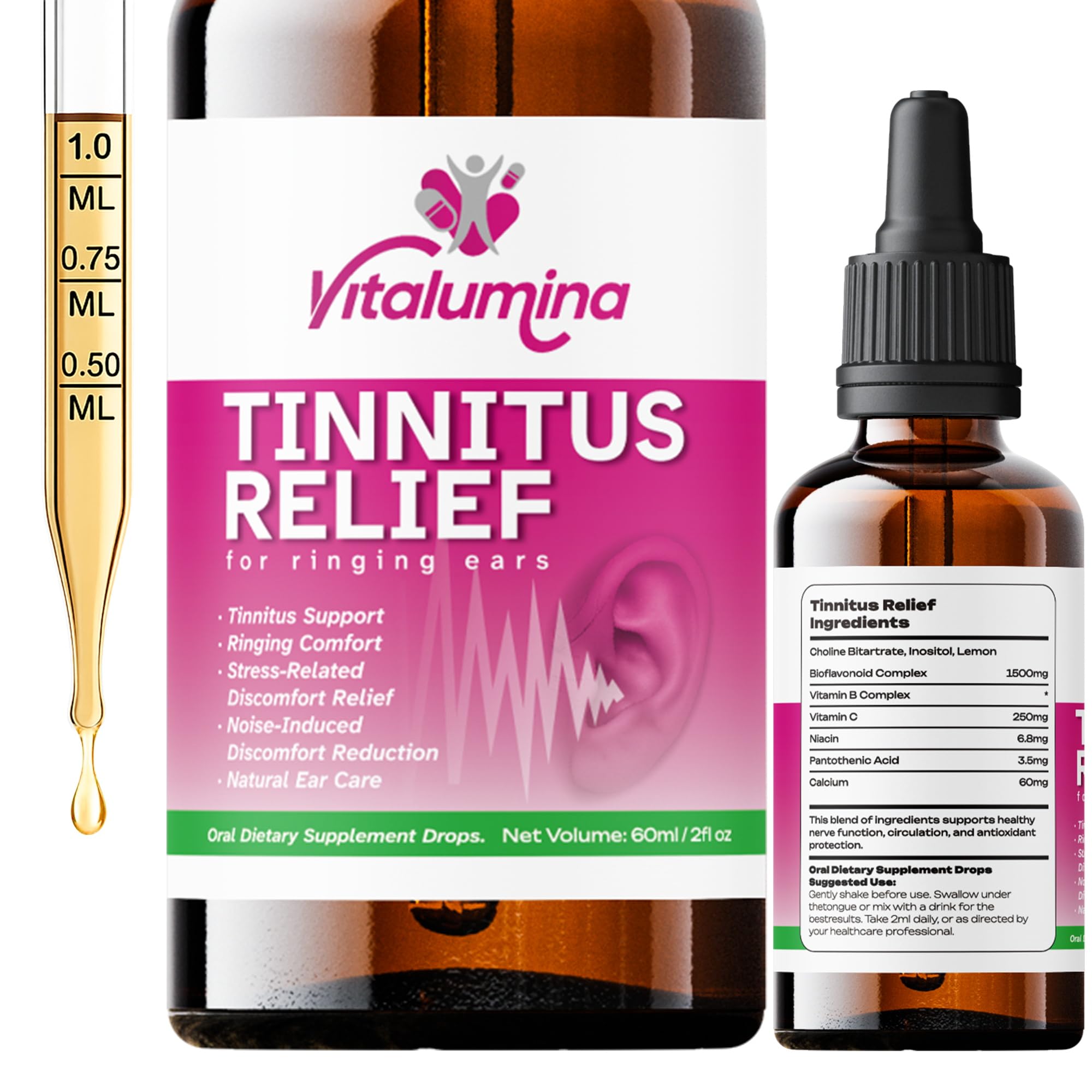 VitaLumina gouttes relief acouphenes bout de 60 ml pour soulager rapidement