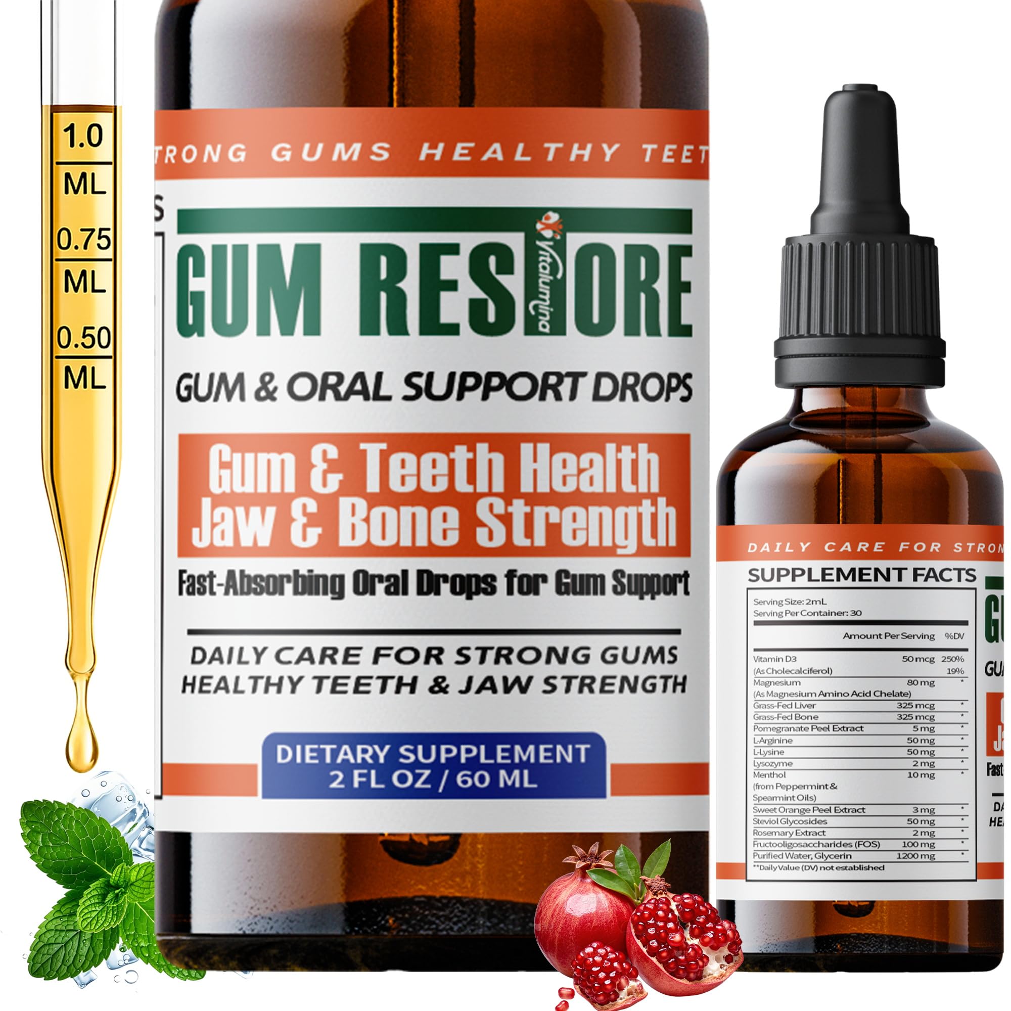 VitaLumina gouttes sans alcool: douceur et confort pour gencives sensibles.