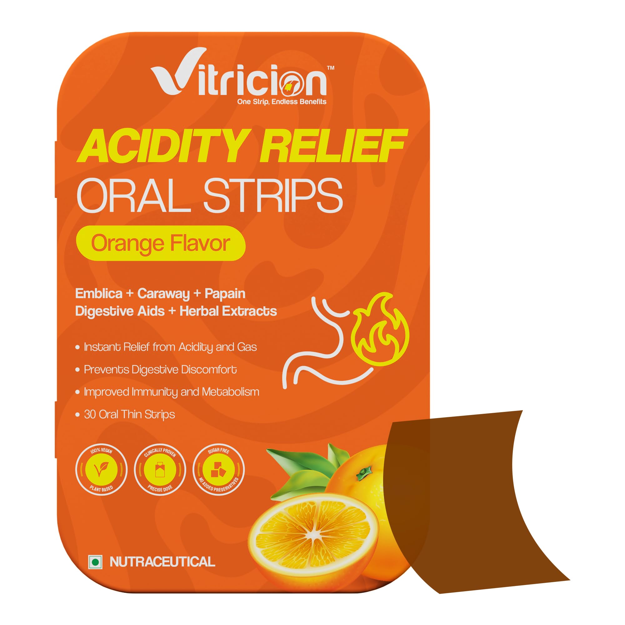 Vitricion Bandes-relief-acidité-paquet : format compact pour relief discret en déplacement.
